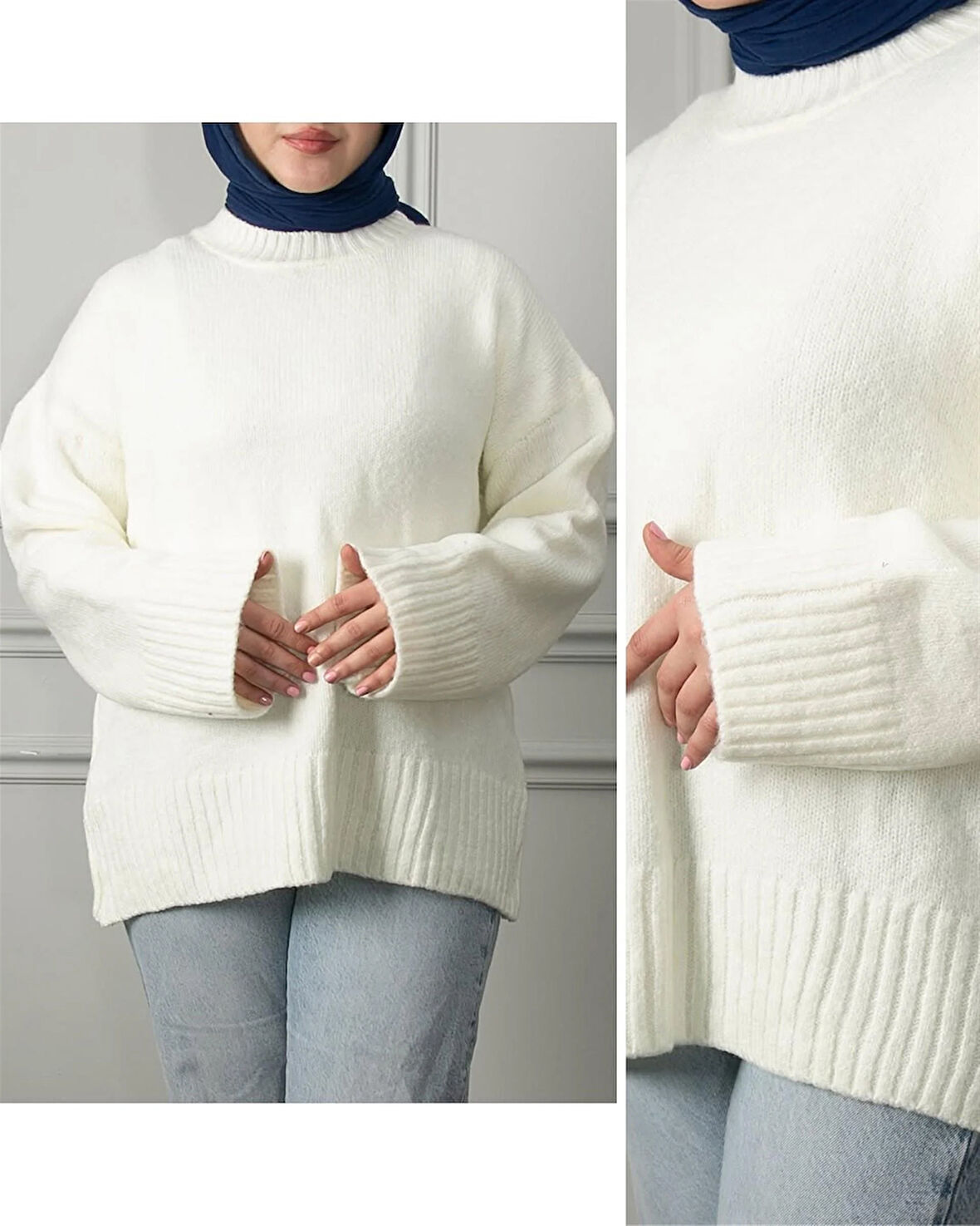 0004 Bisiklet Yaka Oversize Triko Kazak