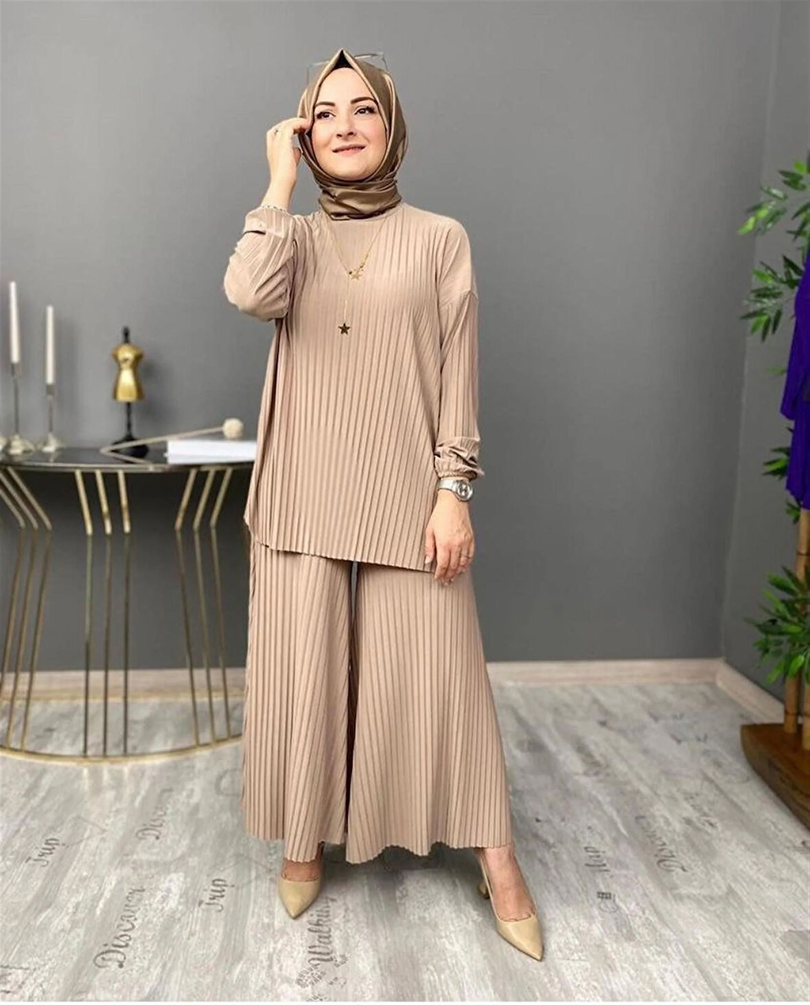 4150 Bisiklet Yaka Piliseli Ela Takım