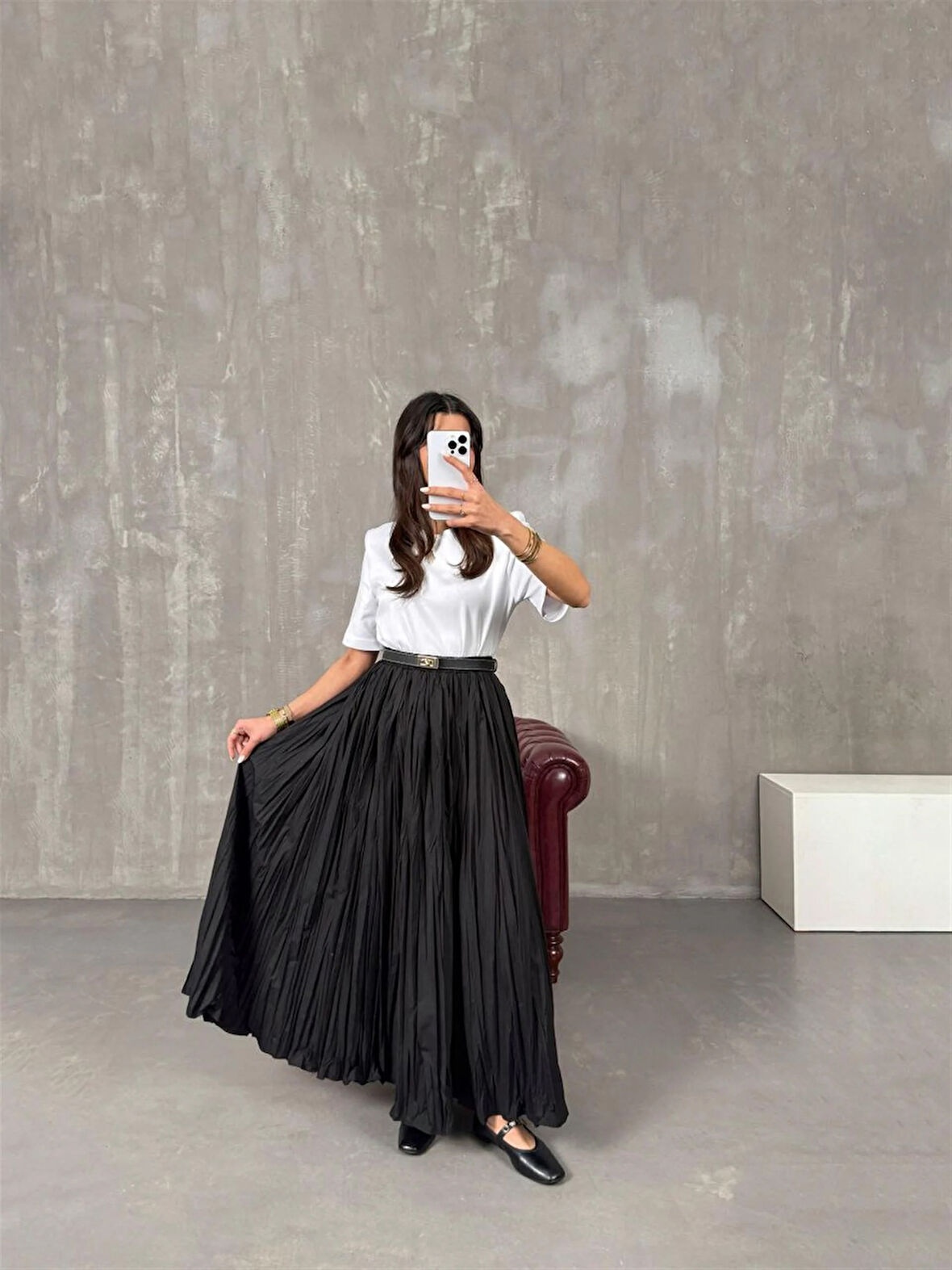 5004 Beli Lastikli Kırışık Detaylı Aerobin Etek