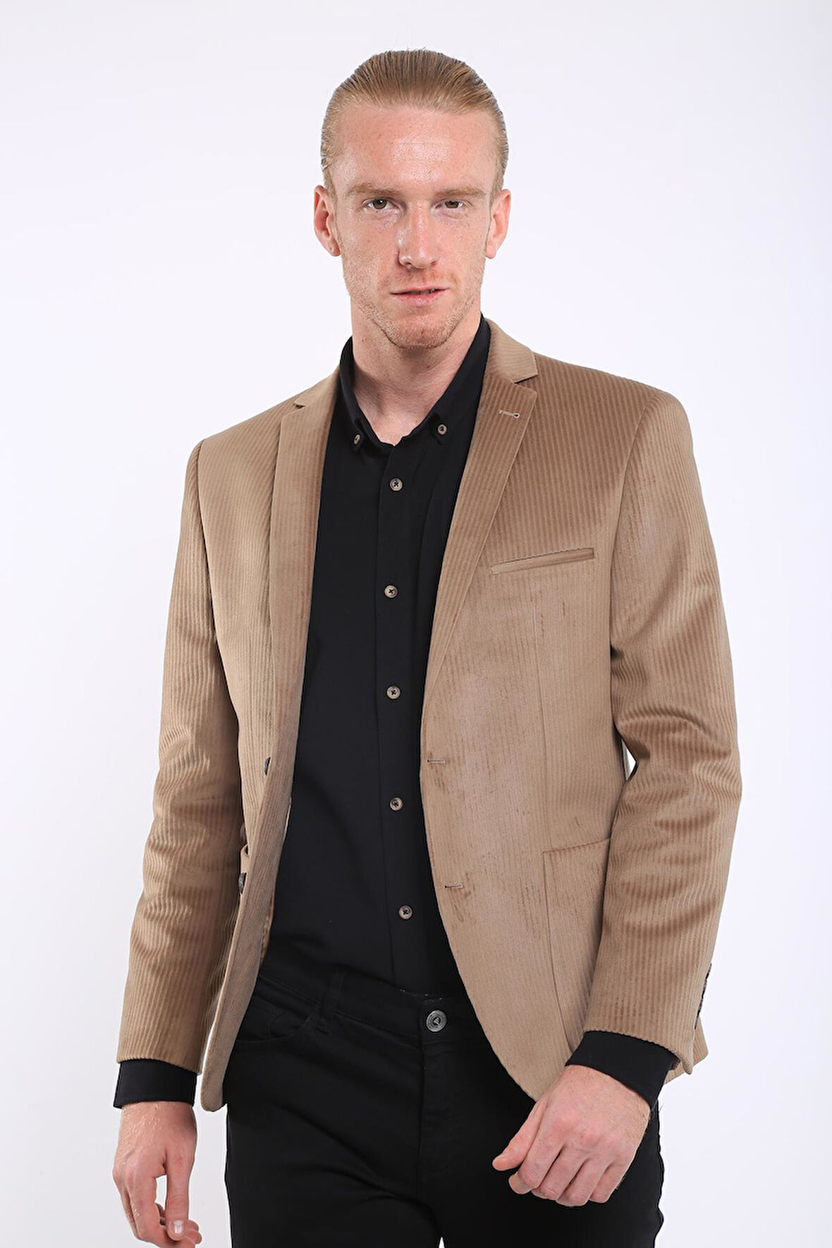 İntersivin 6 Drop Slim Fit Kadife Tam Astar Blazer Erkek Tek Ceket