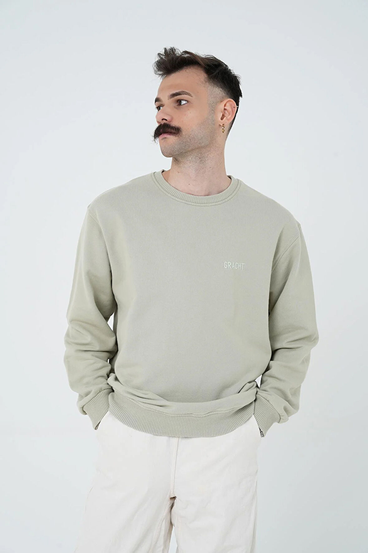 Gracht Nakışlı Oversize Yeşil Sweat