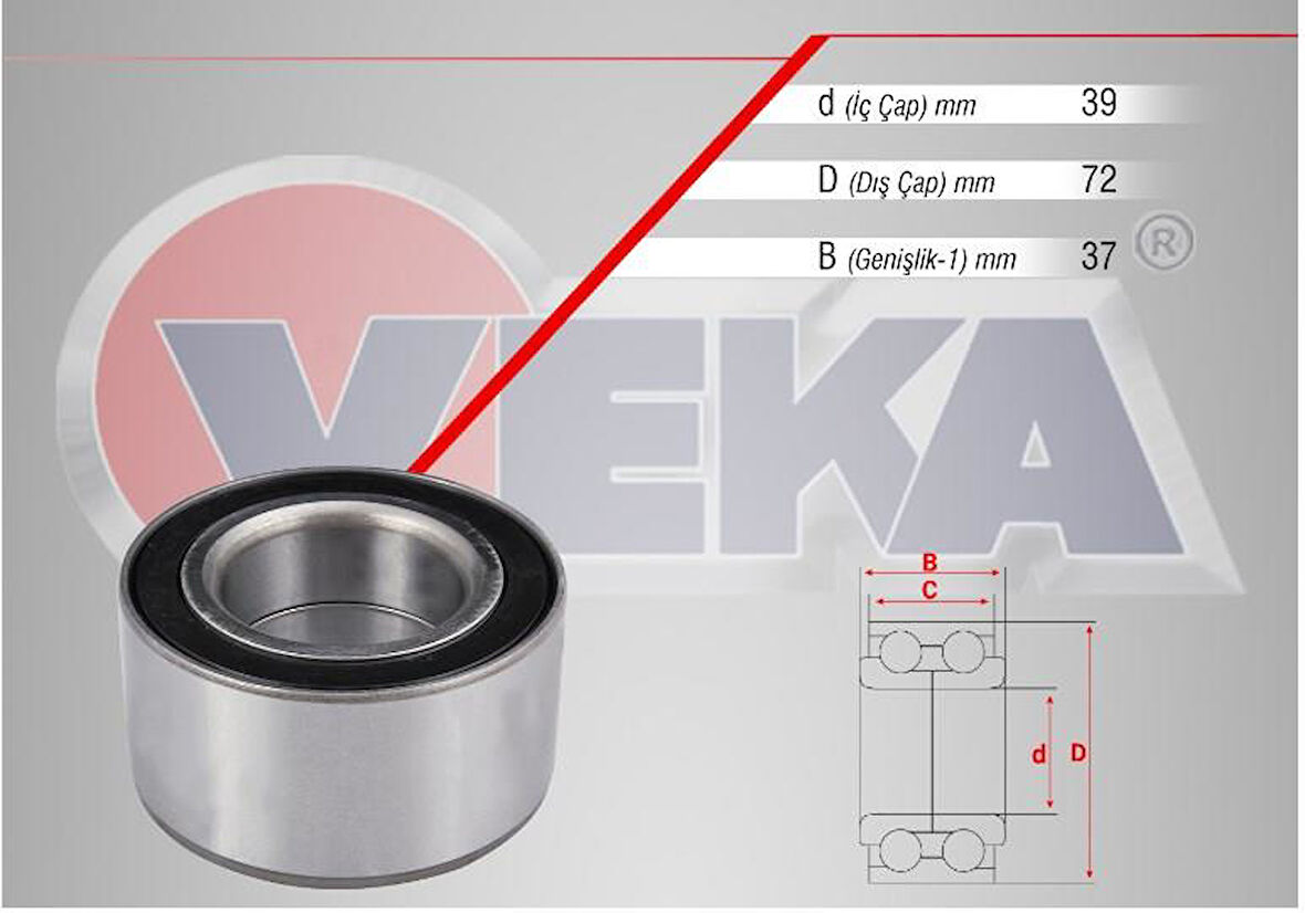 On Tekerlek Rulmanı Sol-Sag Opel Vectra A 1.6 39X72X37 1988-1995 90486460 33411124358 1603191