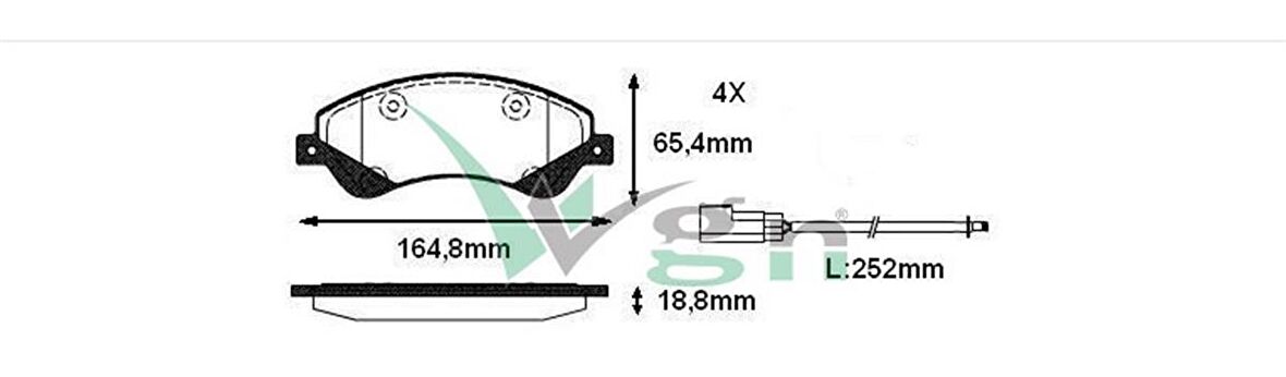 FREN BALATA FISLI ON FORD TRANSIT (V347) 2.2 TDCI (ONDEN CEKIS) 18.80mm 2006-2014 1433954 1534428 1554523 9C11 2K021 BA 1721086