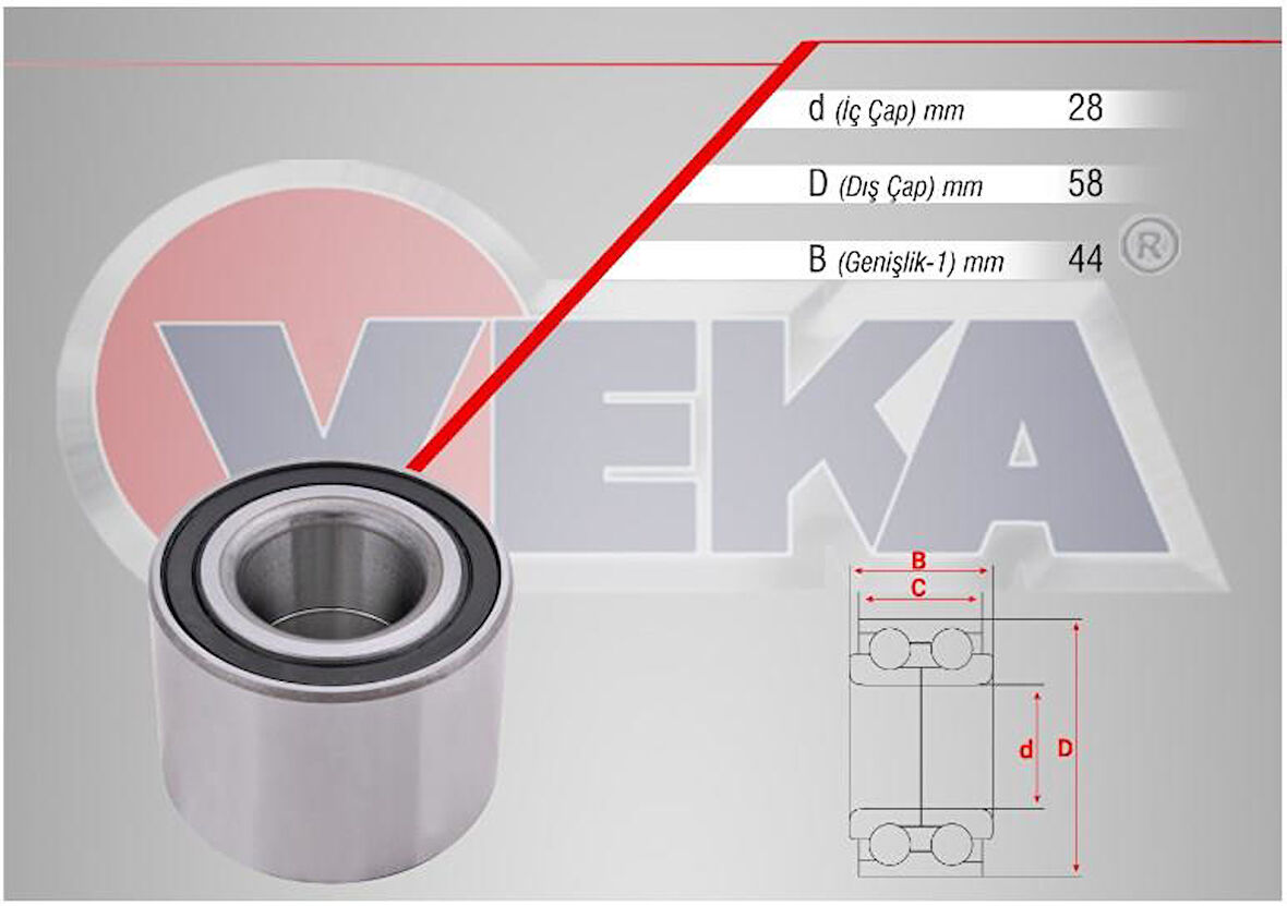 Arka Tekerlek Rulmanı Sol-Sag Opel Corsa D 1.3 Cdtı 28X58X44 2006-2014 9213602  4706538 46860M68K01000 46860M68K00 4686083E10000 4686083 4686080