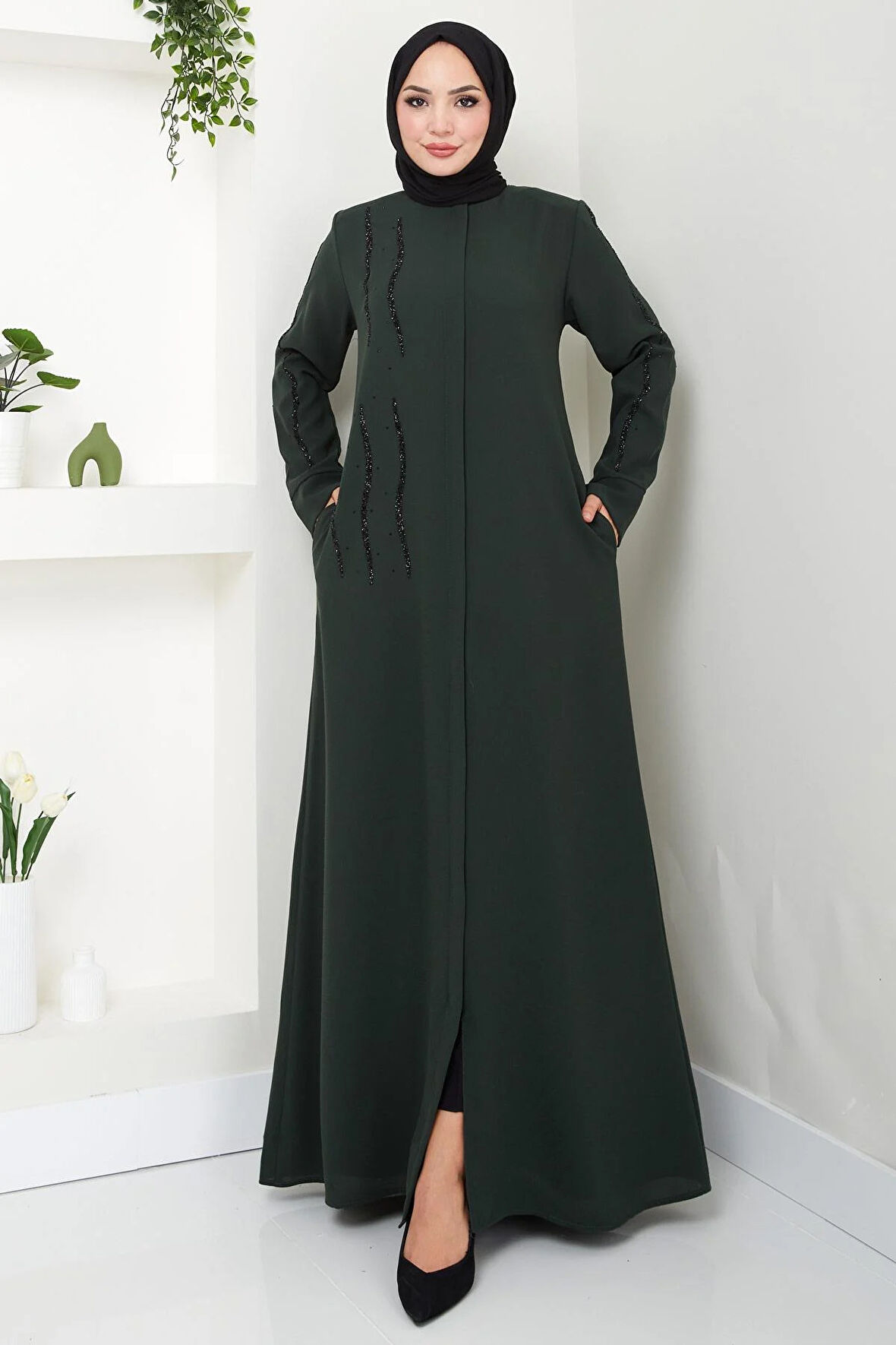 Sevgi Taşlı Ferace Haki HM2481