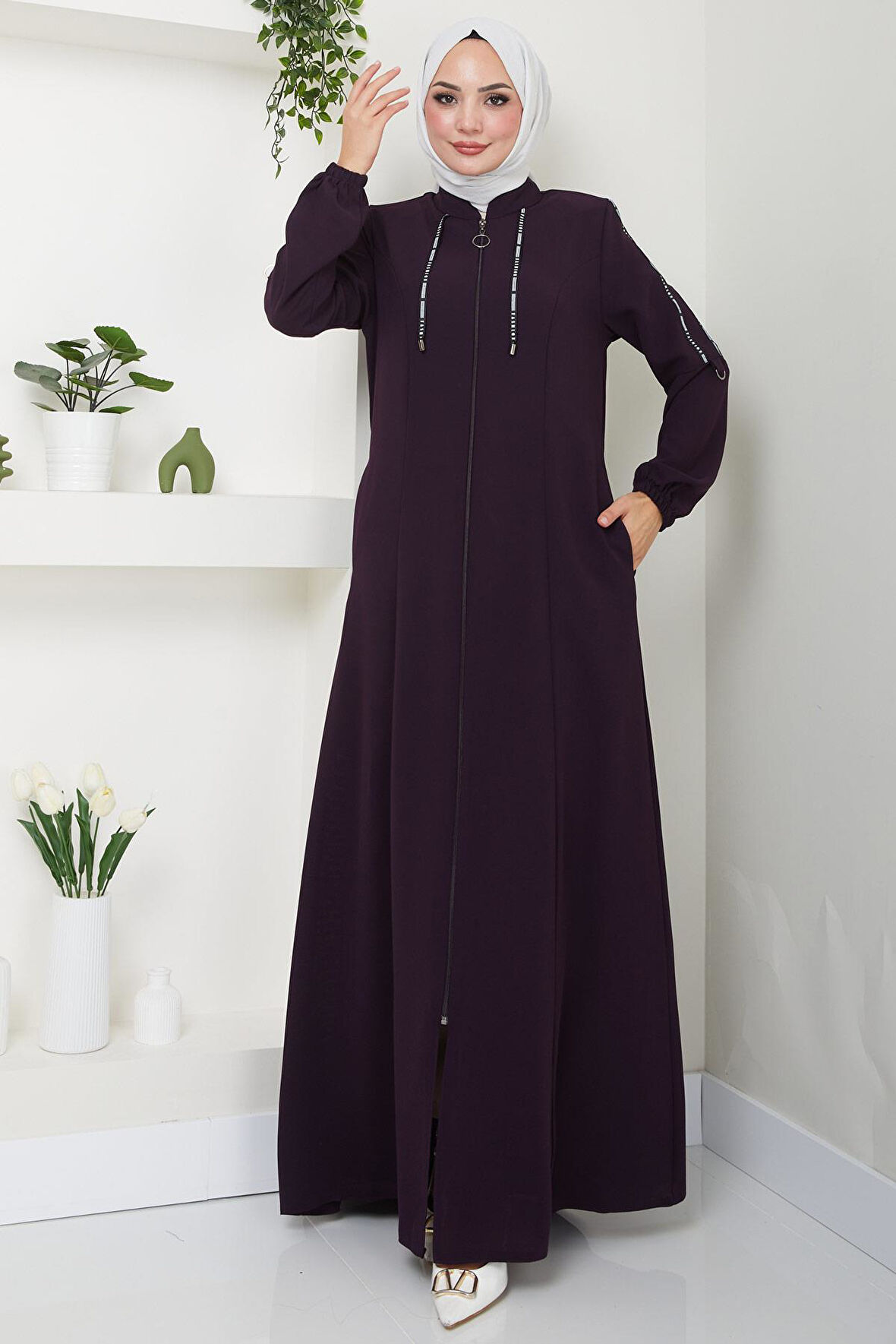 Şeritli Spor Ferace Mürdüm HM2483