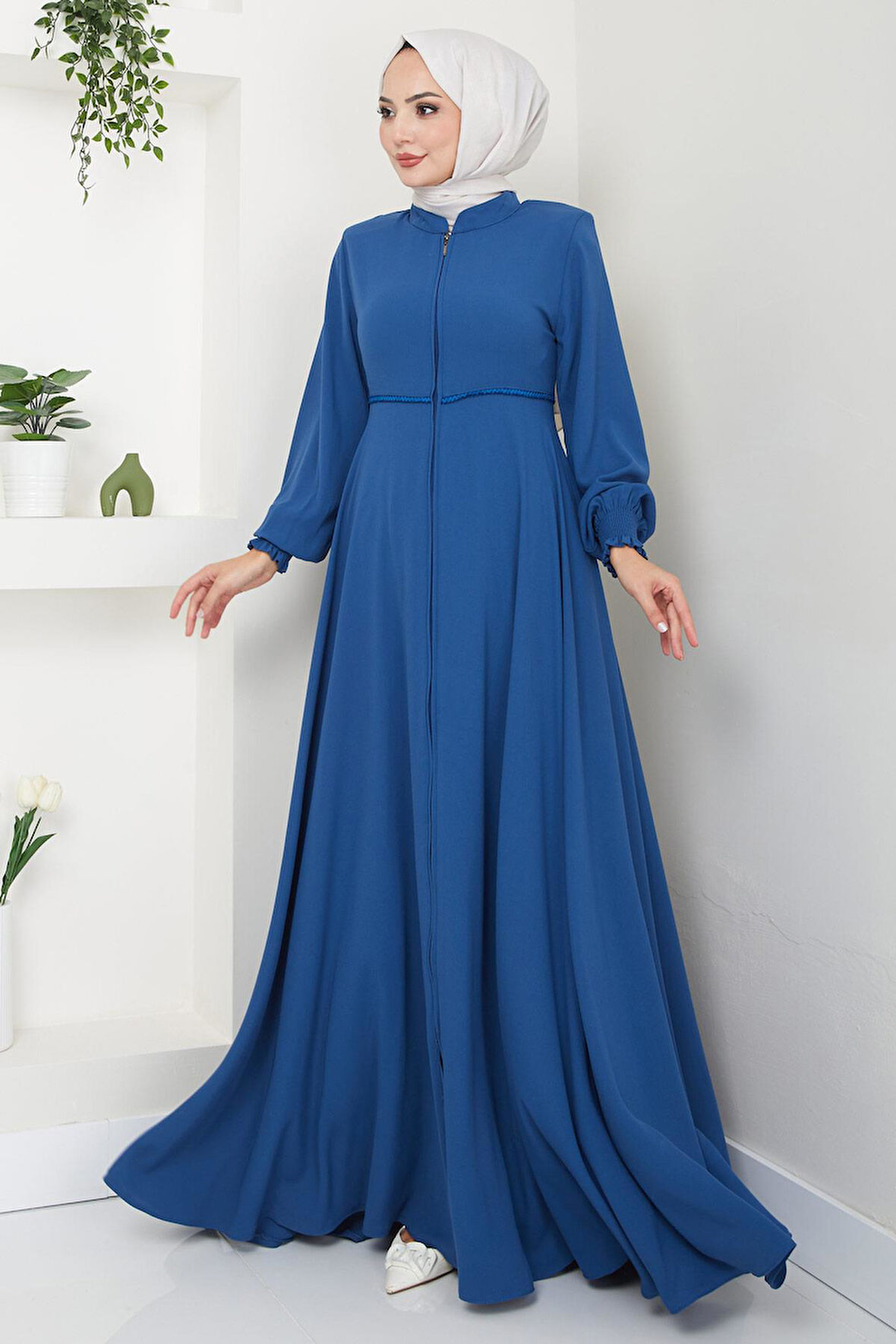 Kolu Gipeli Nakış Detaylı Mevlana Ferace İndigo HM2484