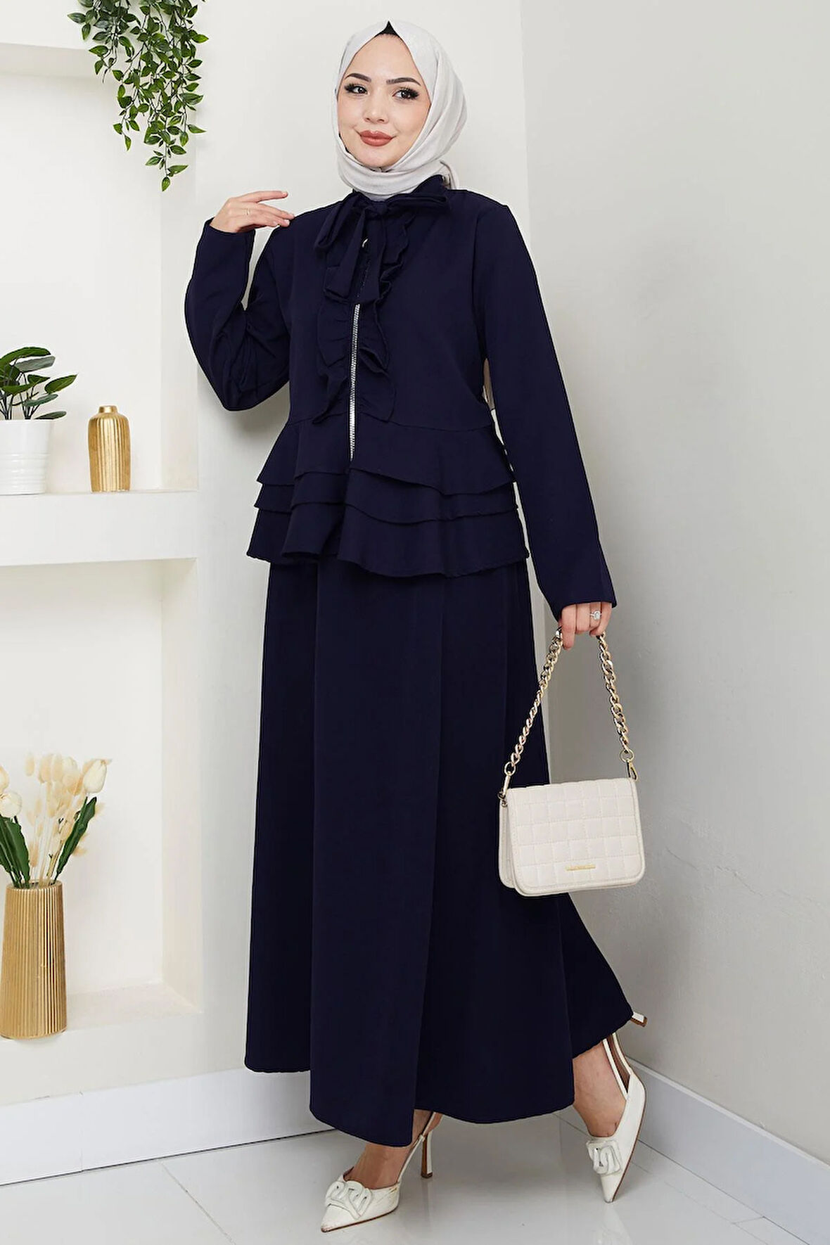 Fırfırlı Etekli Takım Lacivert HM2722