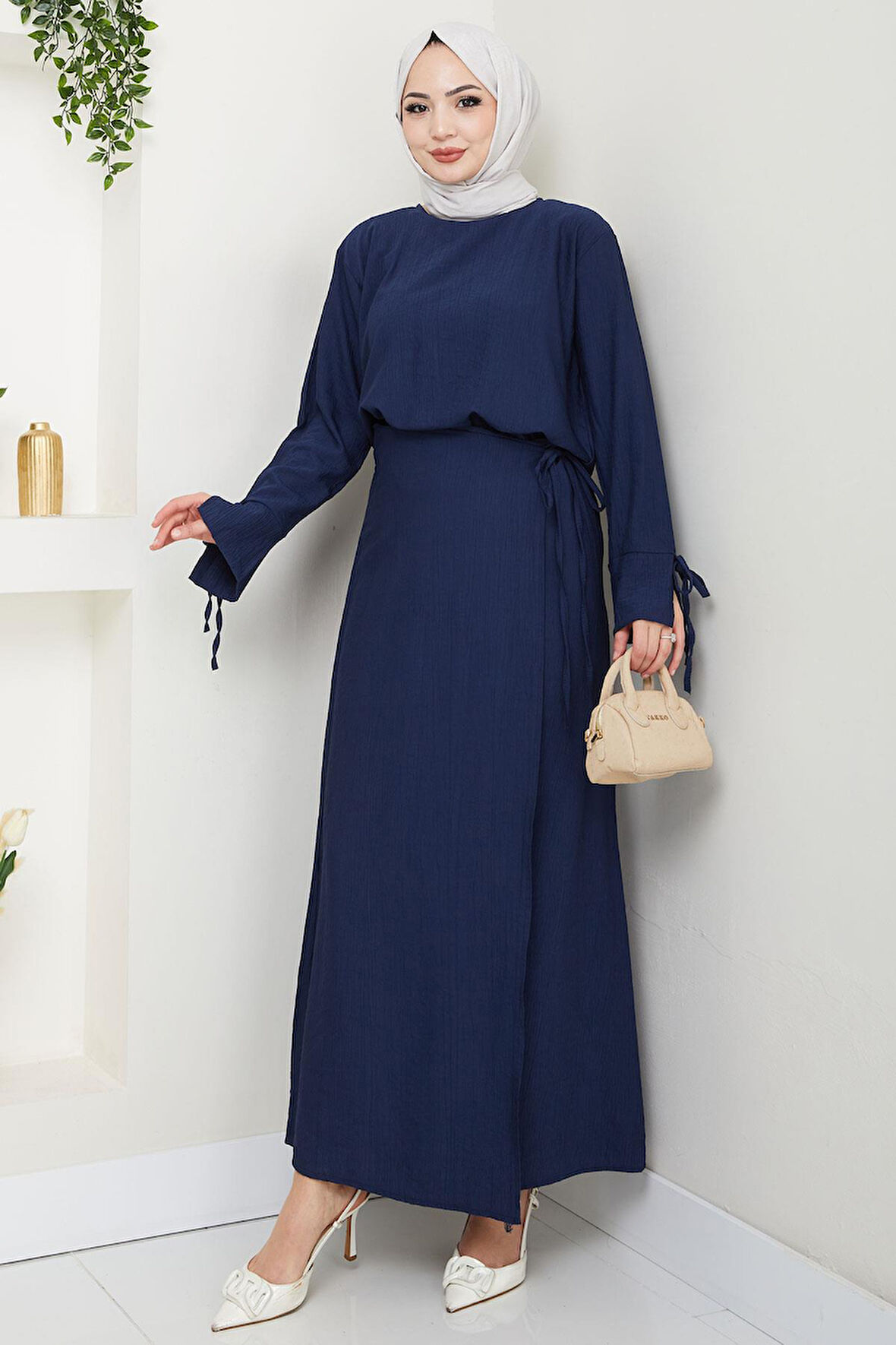 Bağcık Detaylı Etekli Takım Lacivert HM2724