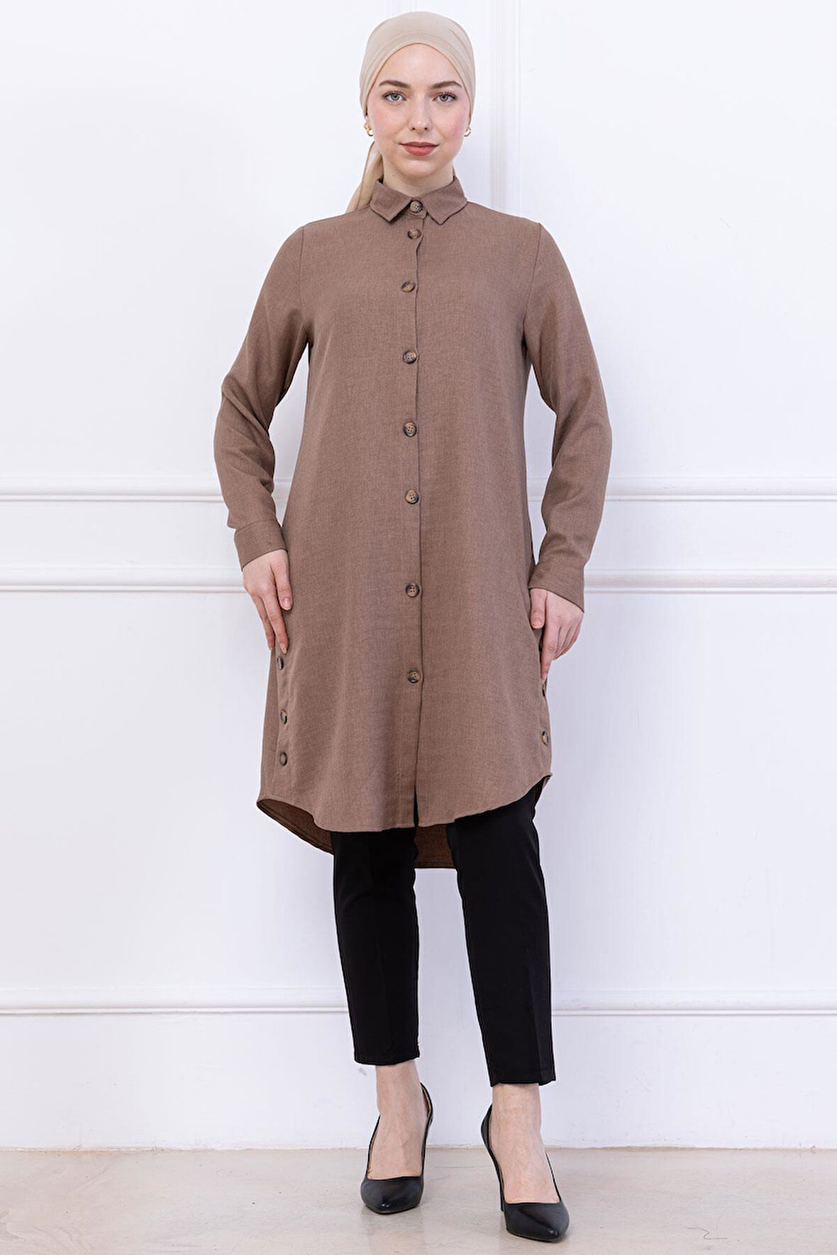 Düğme Detaylı Tunik Vizon HM2737