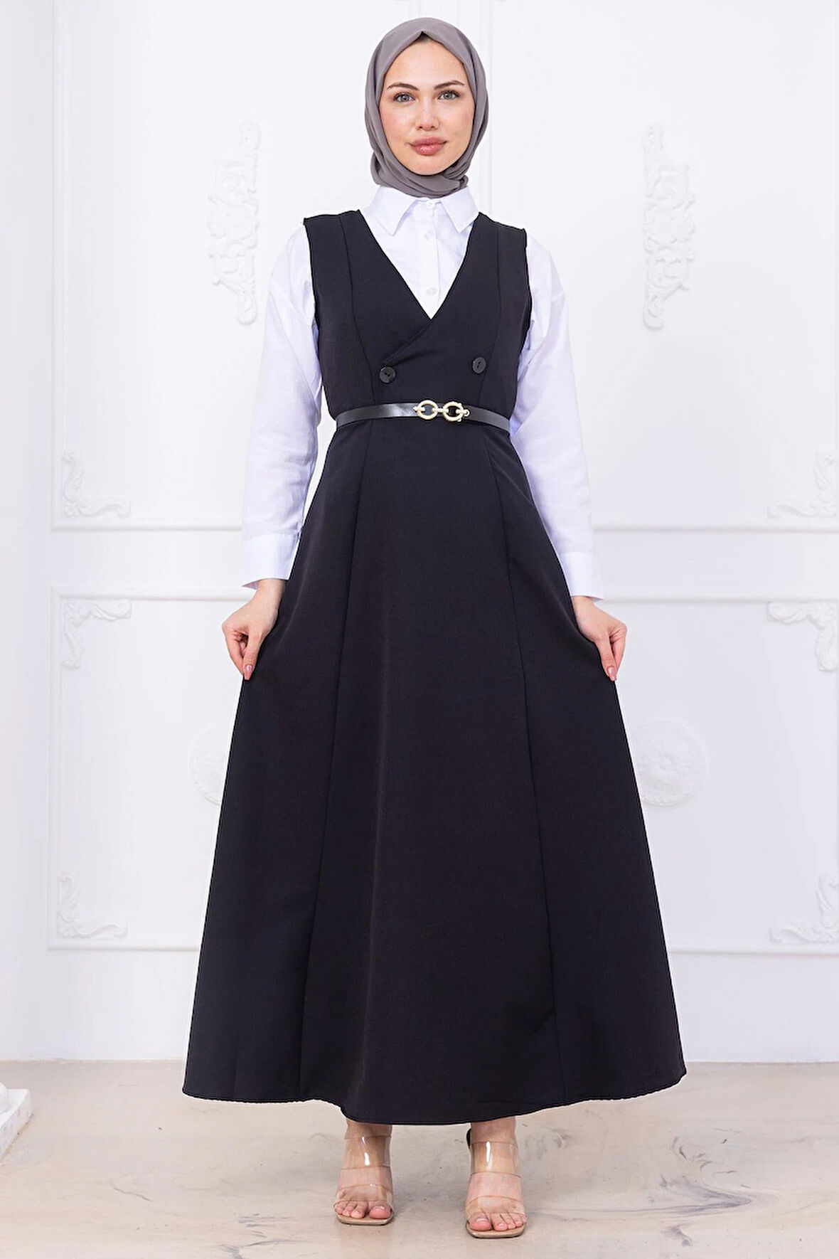 Kemerli Düğmeli Jile Siyah HM2741