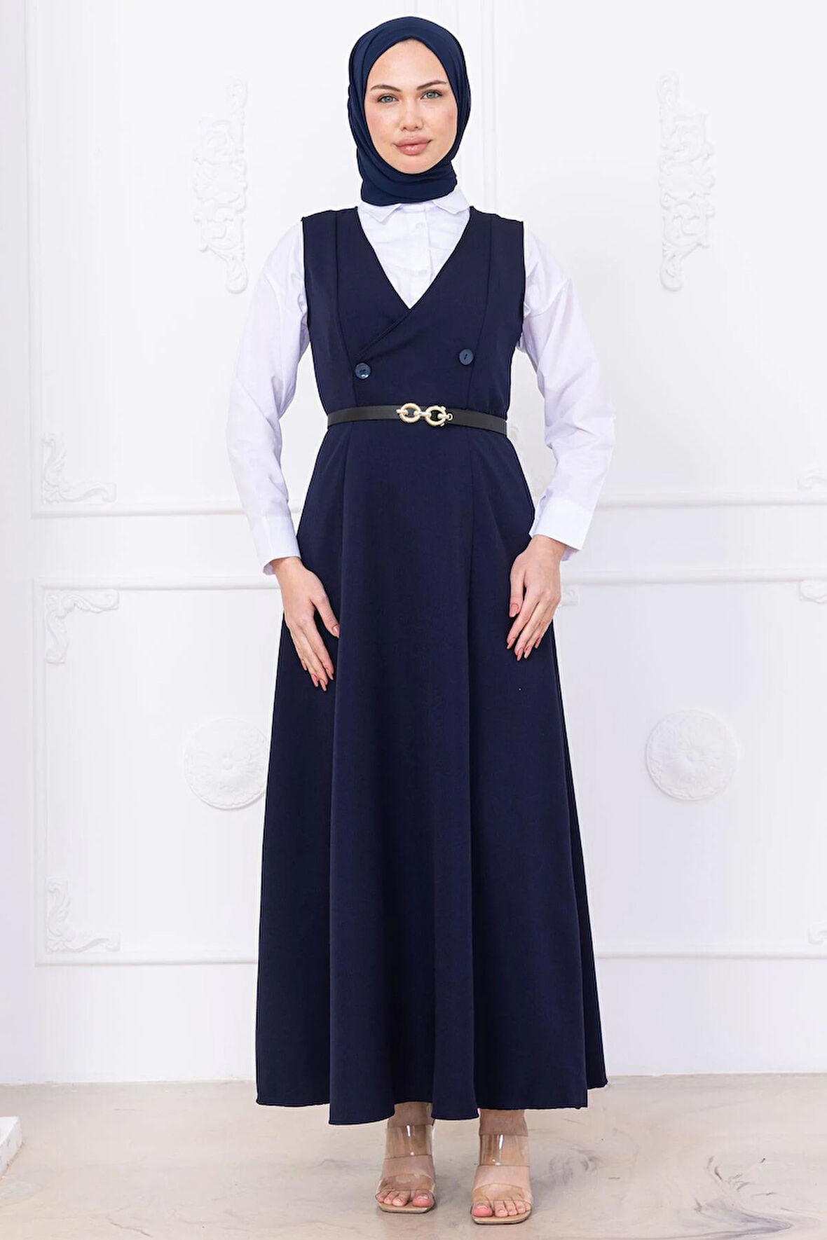 Kemerli Düğmeli Jile Lacivert HM2741