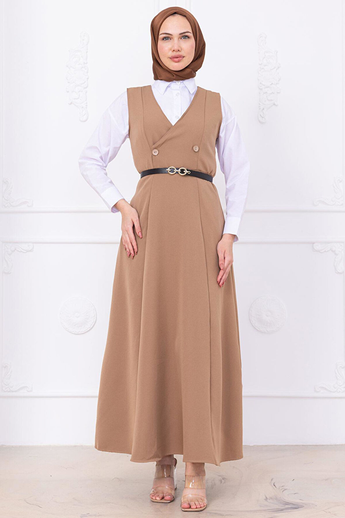 Kemerli Düğmeli Jile Vizon HM2741