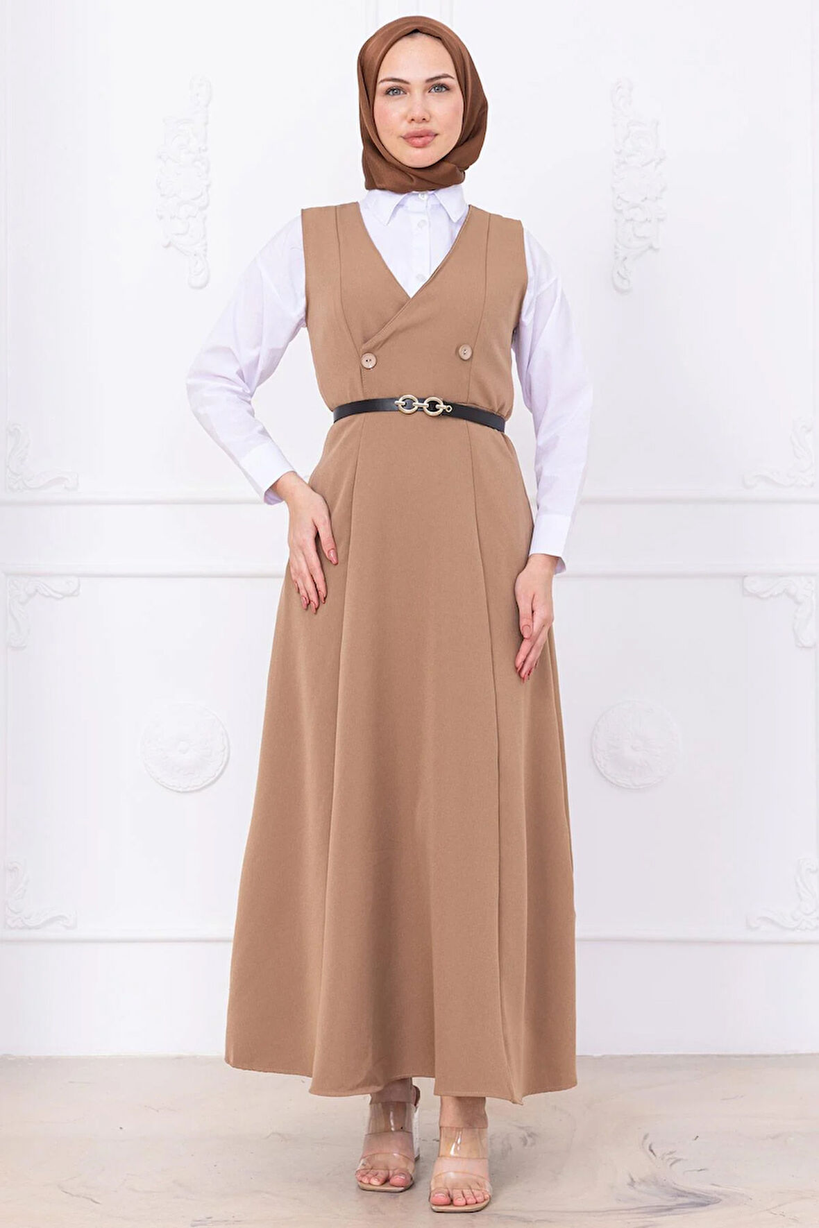 Kemerli Düğmeli Jile Vizon HM2741