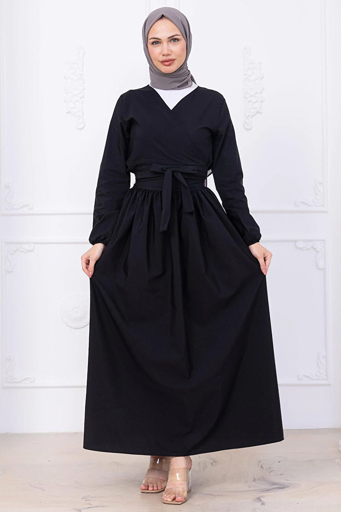 Bağlamalı Etekli Takım Siyah HM2752