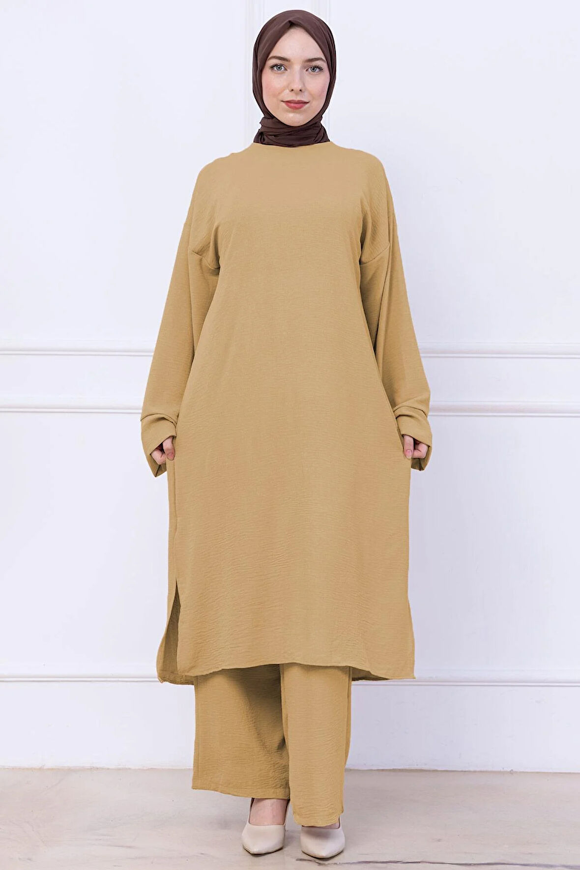 Uzun Tunikli Ayrobin Takım Camel HM2770