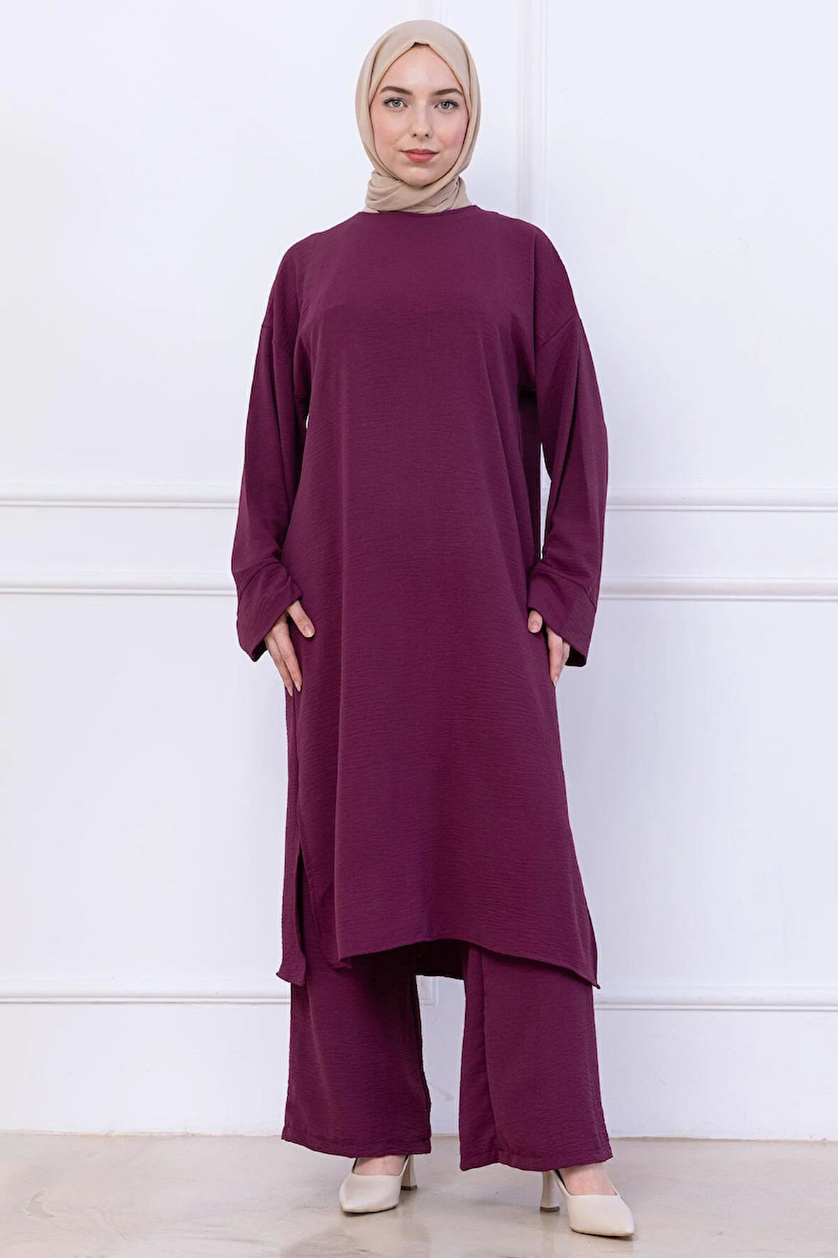 Uzun Tunikli Ayrobin Takım Mürdüm HM2770