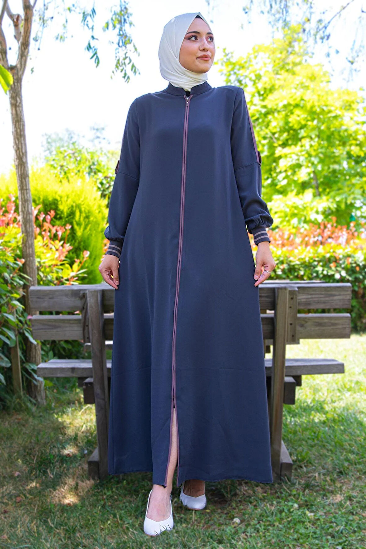 Biye Detaylı Antrasit Ferace