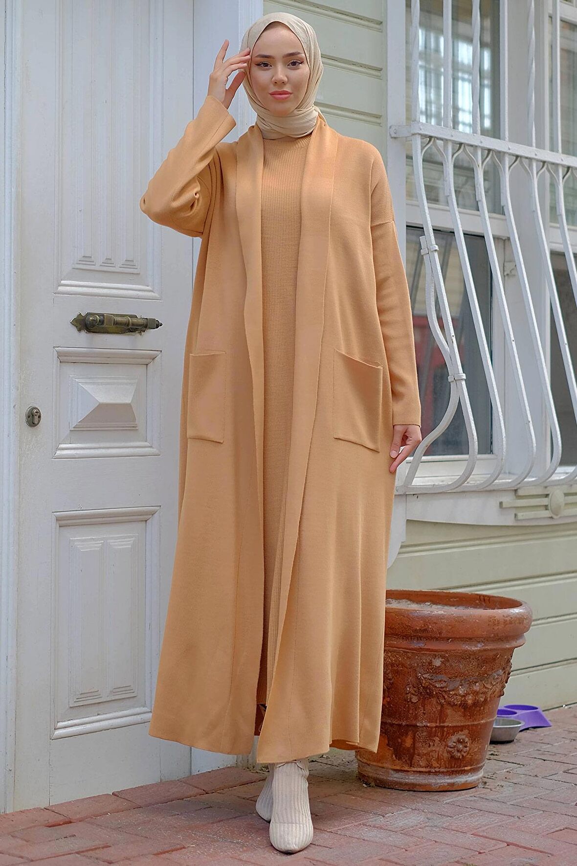 Jile Hırka İkili Triko Takım Camel HM2236