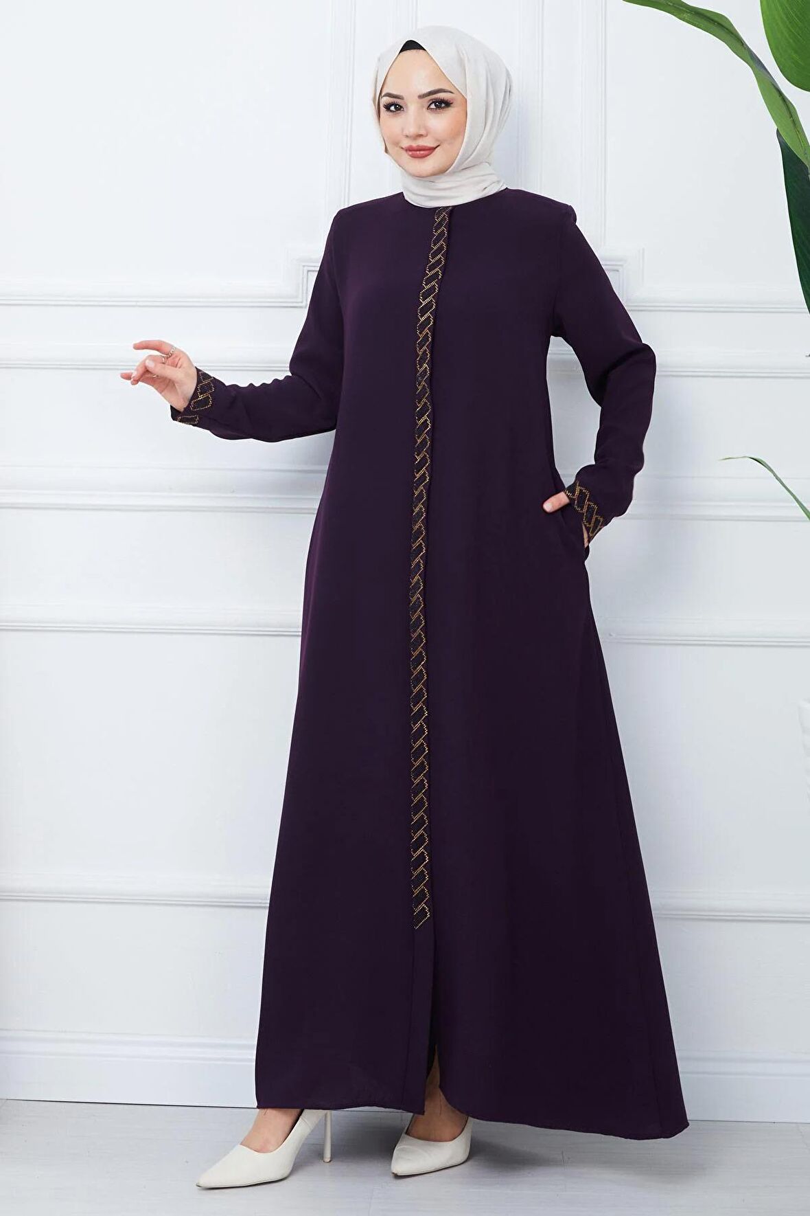 Gizem Taşlı Ferace Mürdüm HM2358