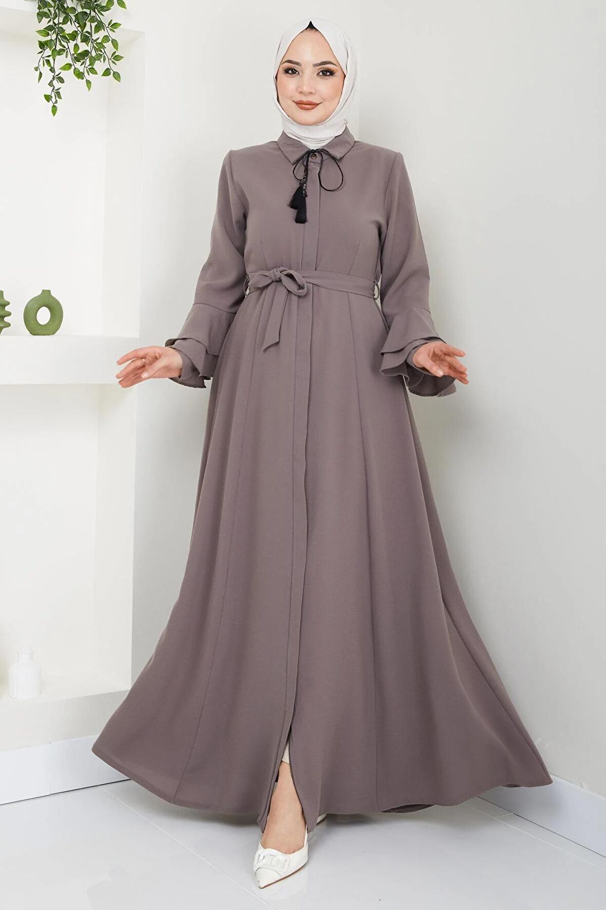 Kolu Volanlı Ferace Vizon Rengi HM2393
