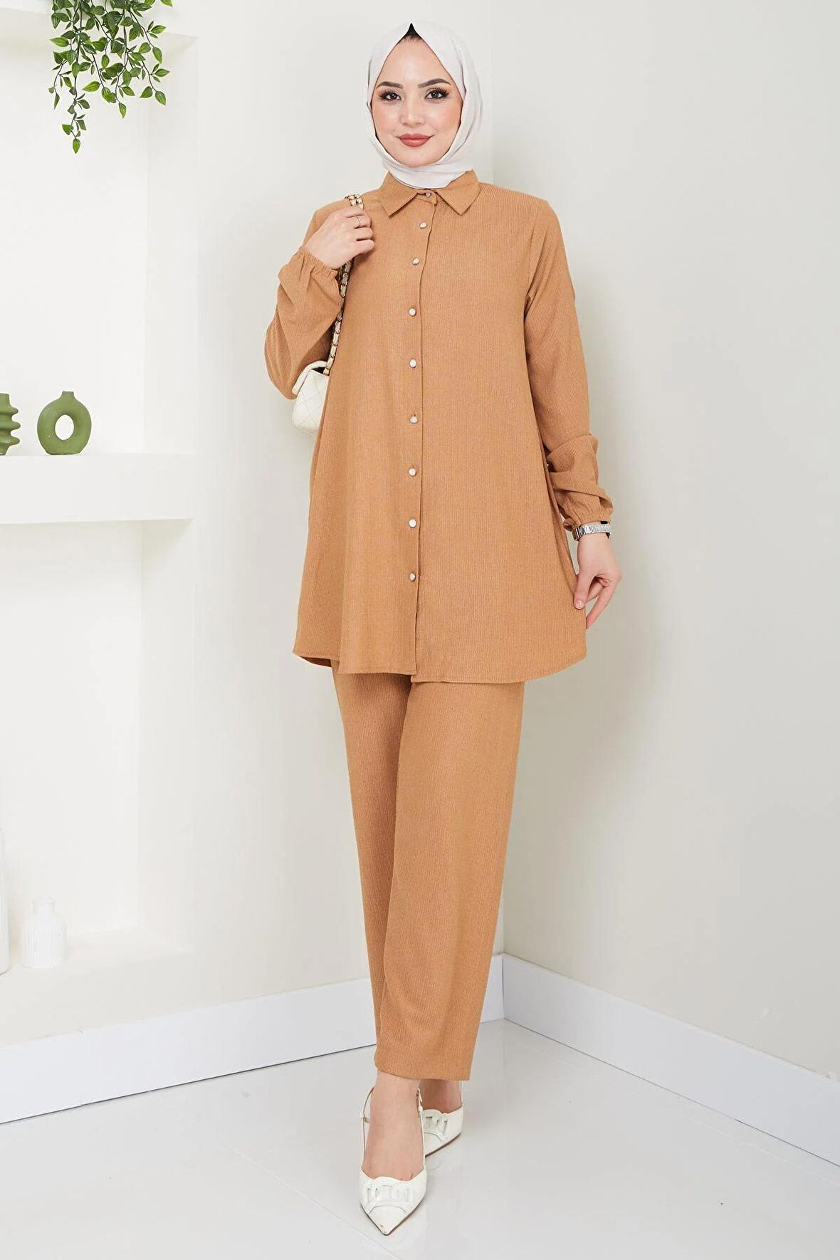 Bürümcük Gömlekli Takım Camel HM2394