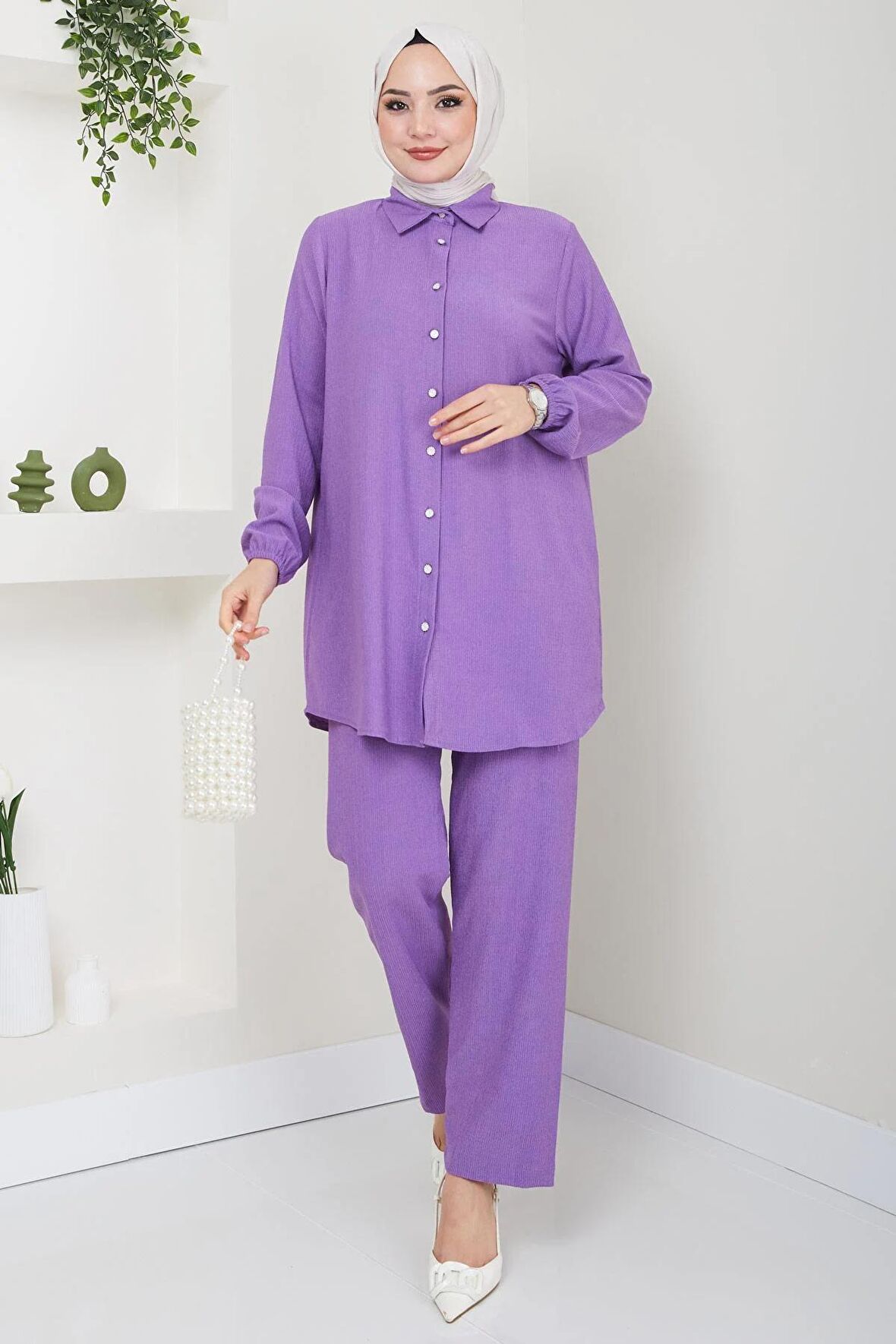 Bürümcük Gömlekli Takım Lila HM2394