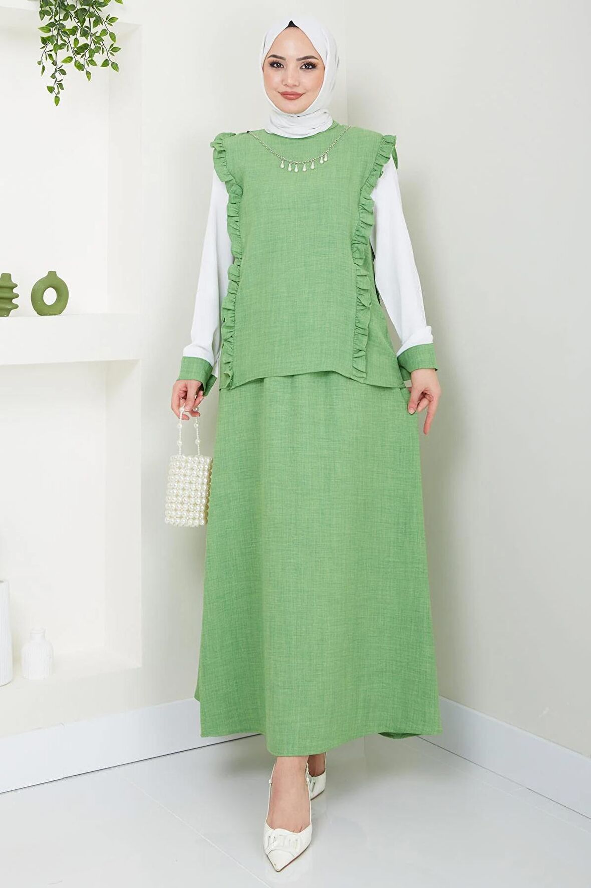 Elisa Etekli Takım Fıstık Yeşili HM2397