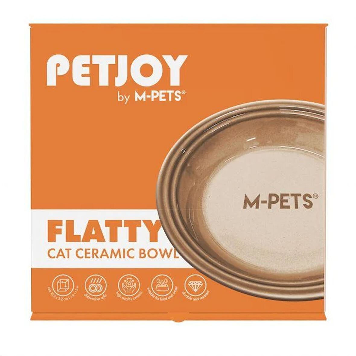 M-Pets Petjoy Flatty Seramik Mama Kabı Kahverengi 250 ml