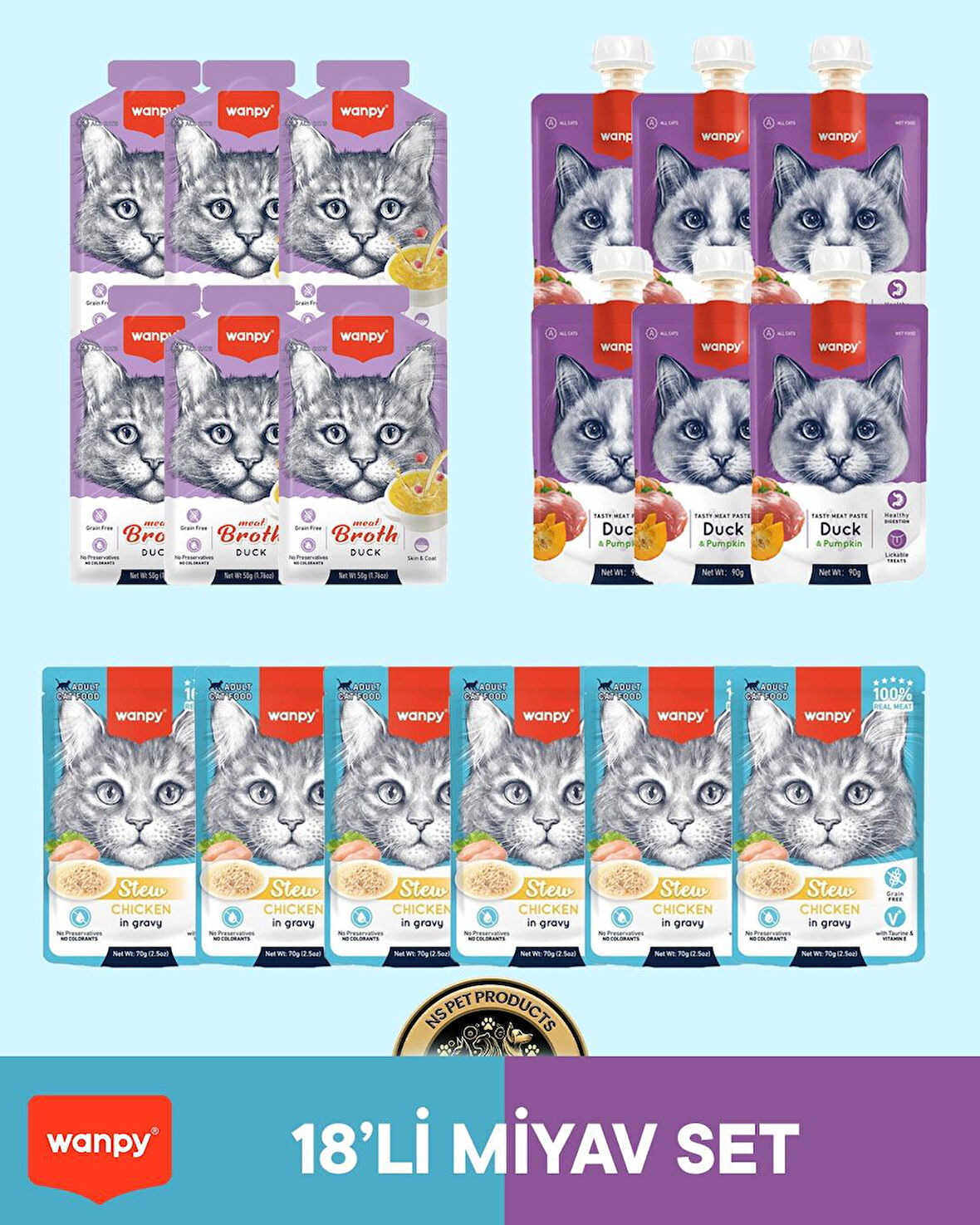 Wanpy Kedi Maması 18'li Miyav Set