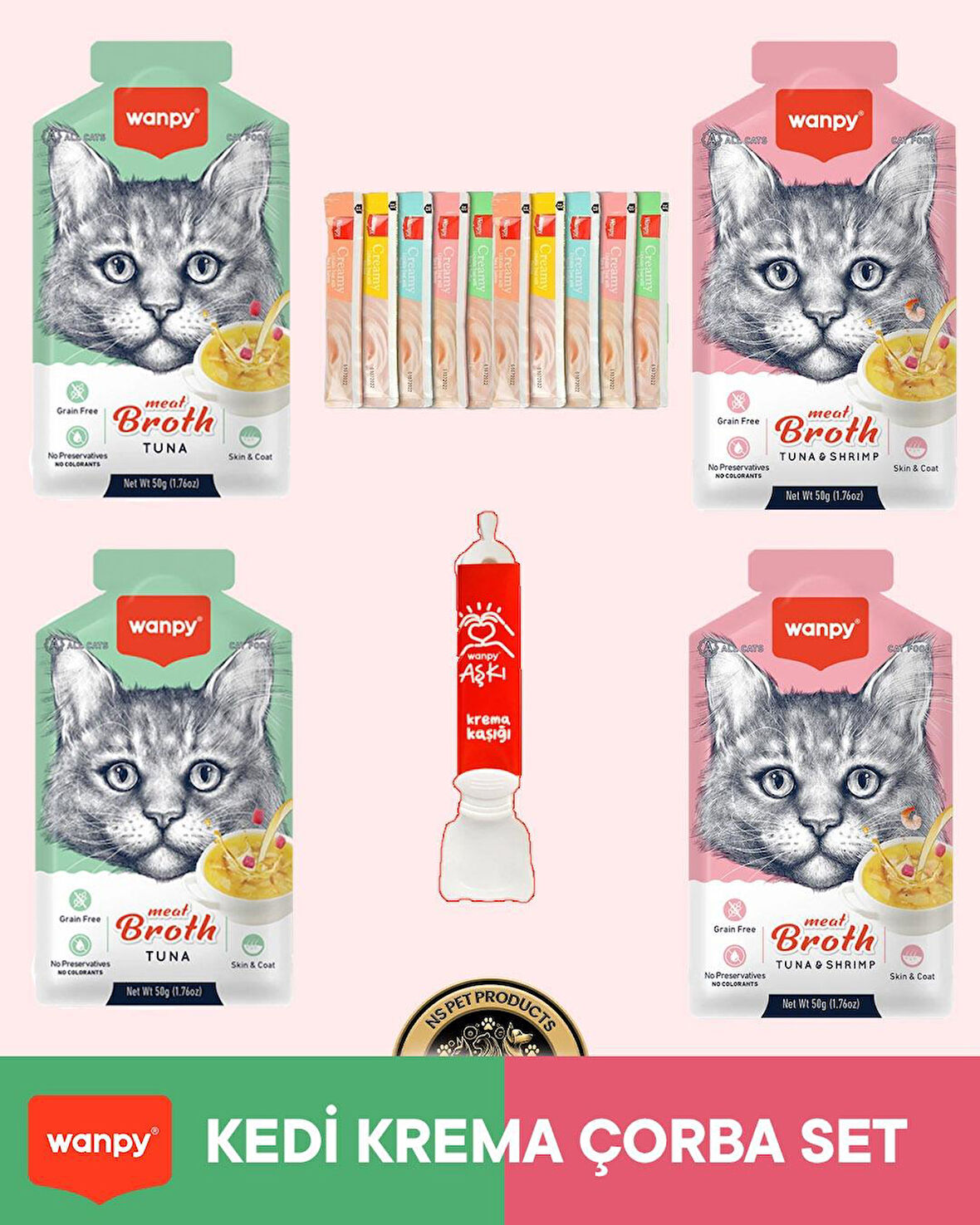 Wanpy Kedi Maması Kedi Krema Çorba Set