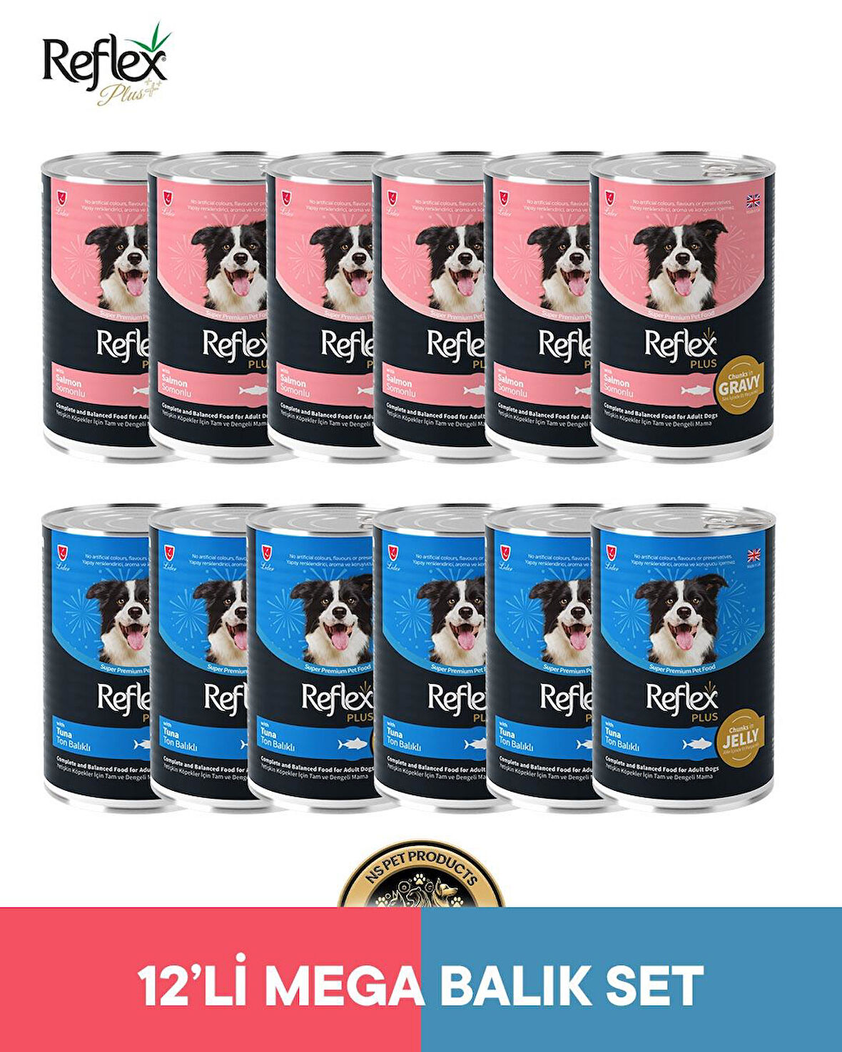 Reflex Plus Köpek Maması 12'li Mega Balık Set
