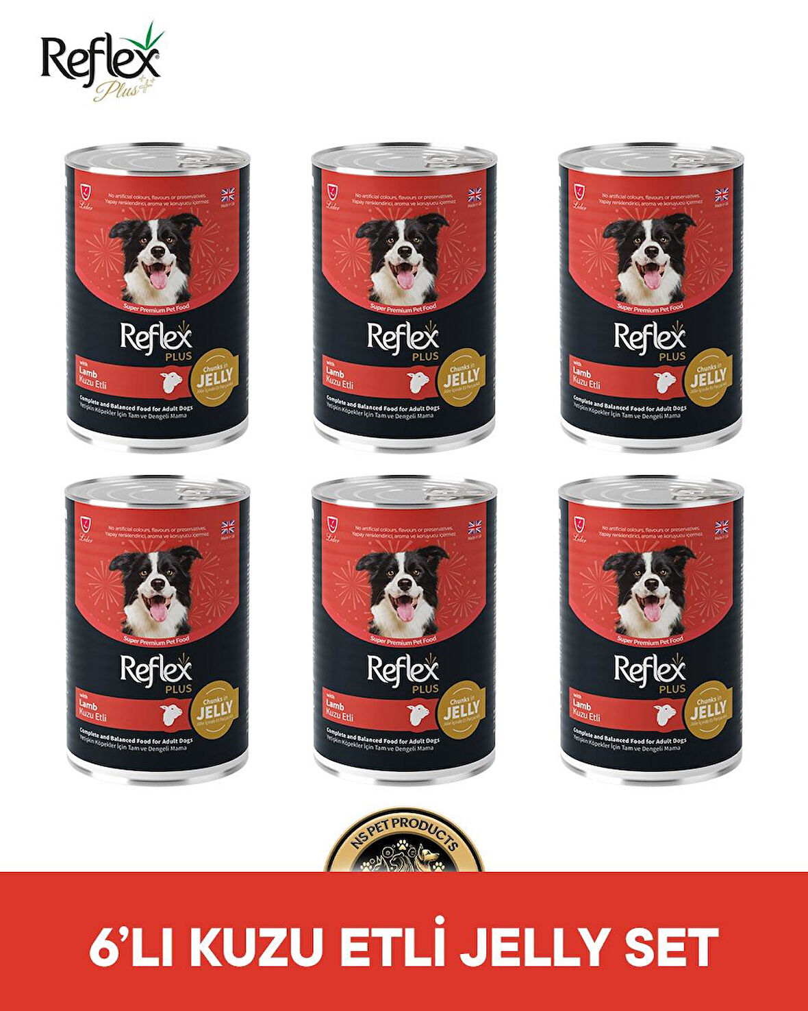 Reflex Plus Köpek Maması 6'lı Kuzu Etli Jelly Set