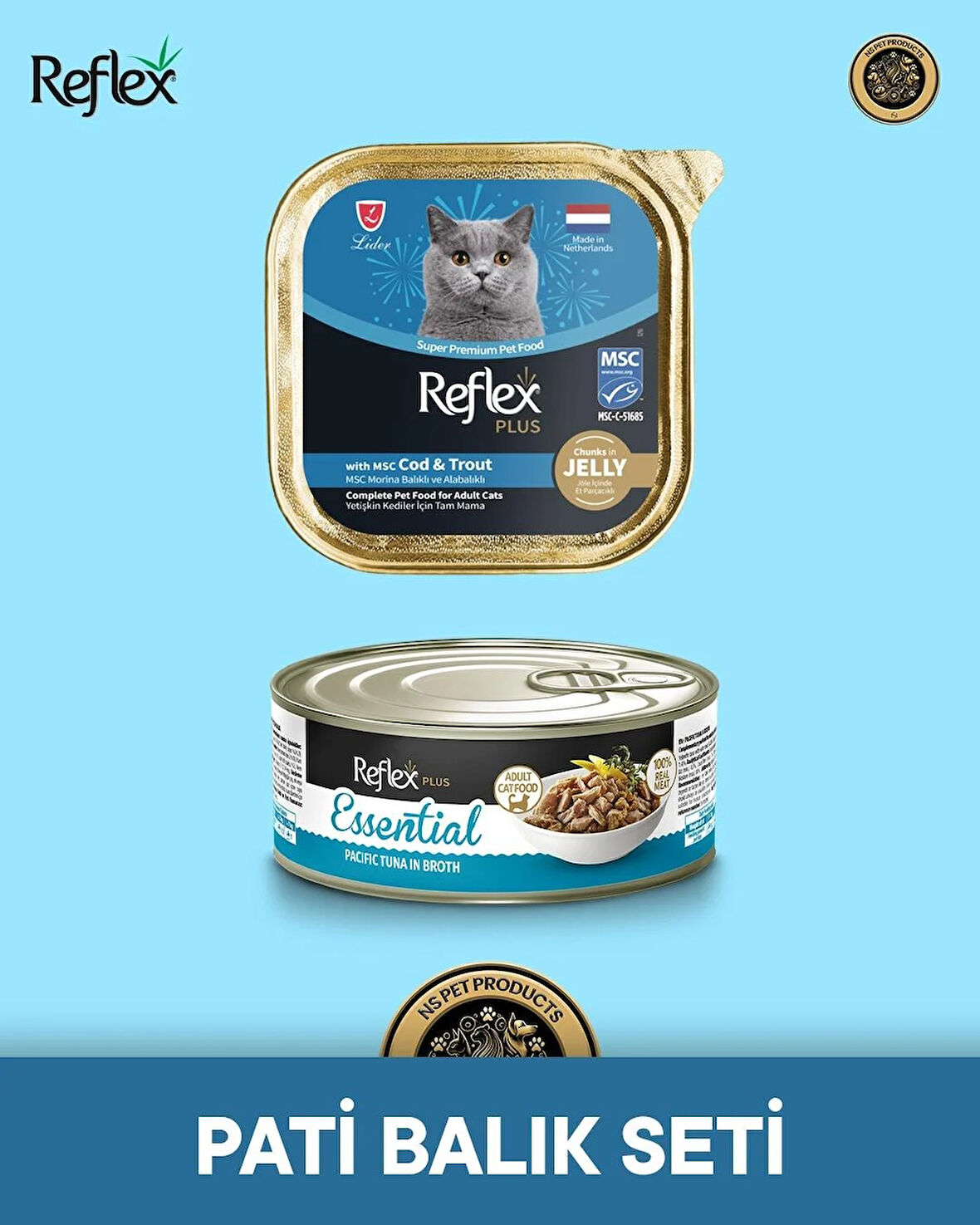 Reflex Plus Kedi Maması 2'li Pati Balık Set