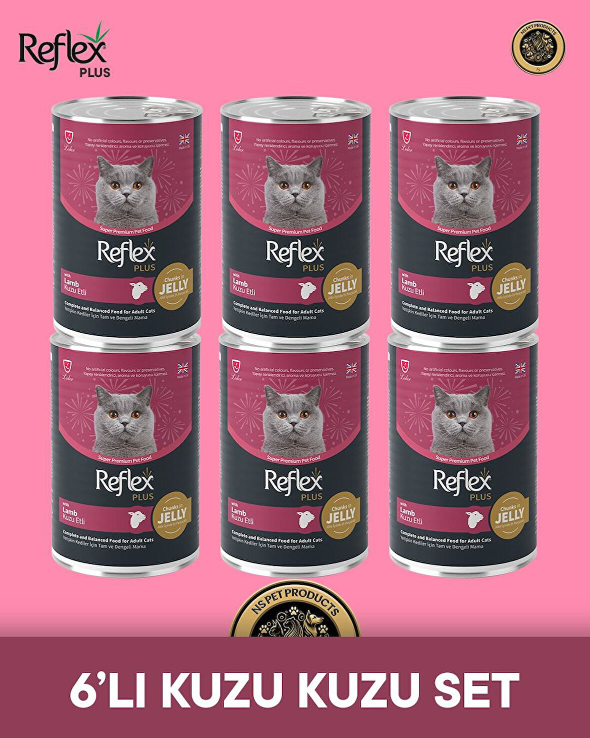 Reflex Plus Kedi Maması 6'lı Kuzu Kuzu Set