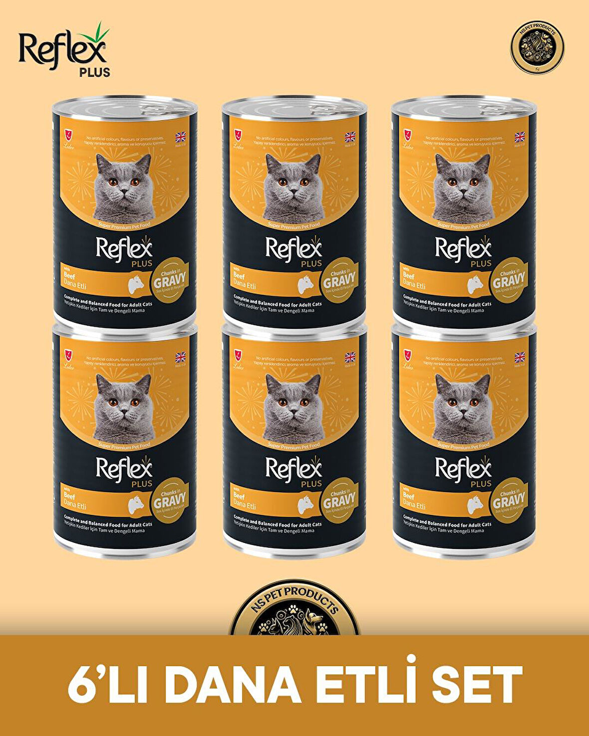 Reflex Plus Kedi Maması 6'lı Dana Etli Set