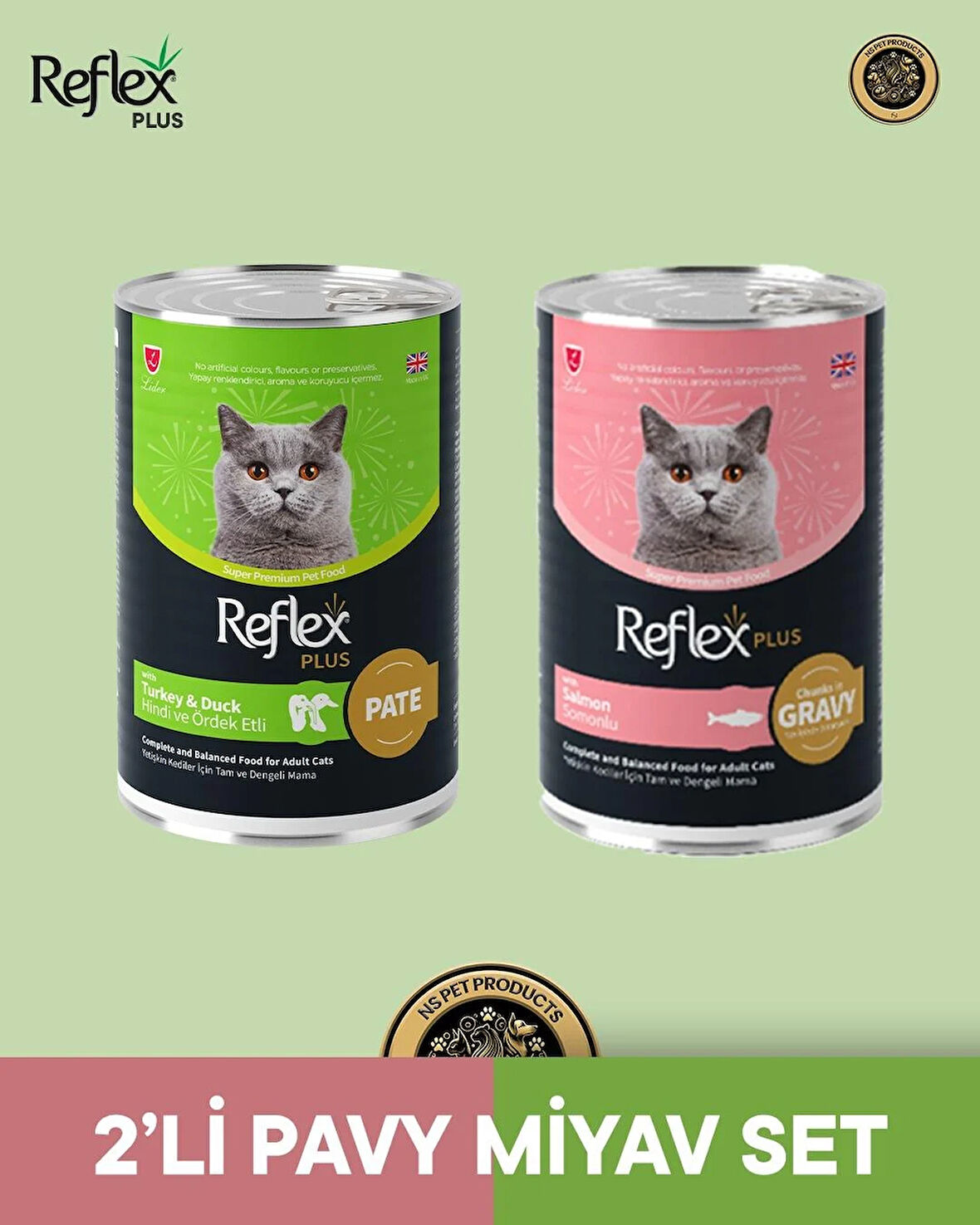 Reflex Plus Kedi Maması 2'li Pavy Miyav Set