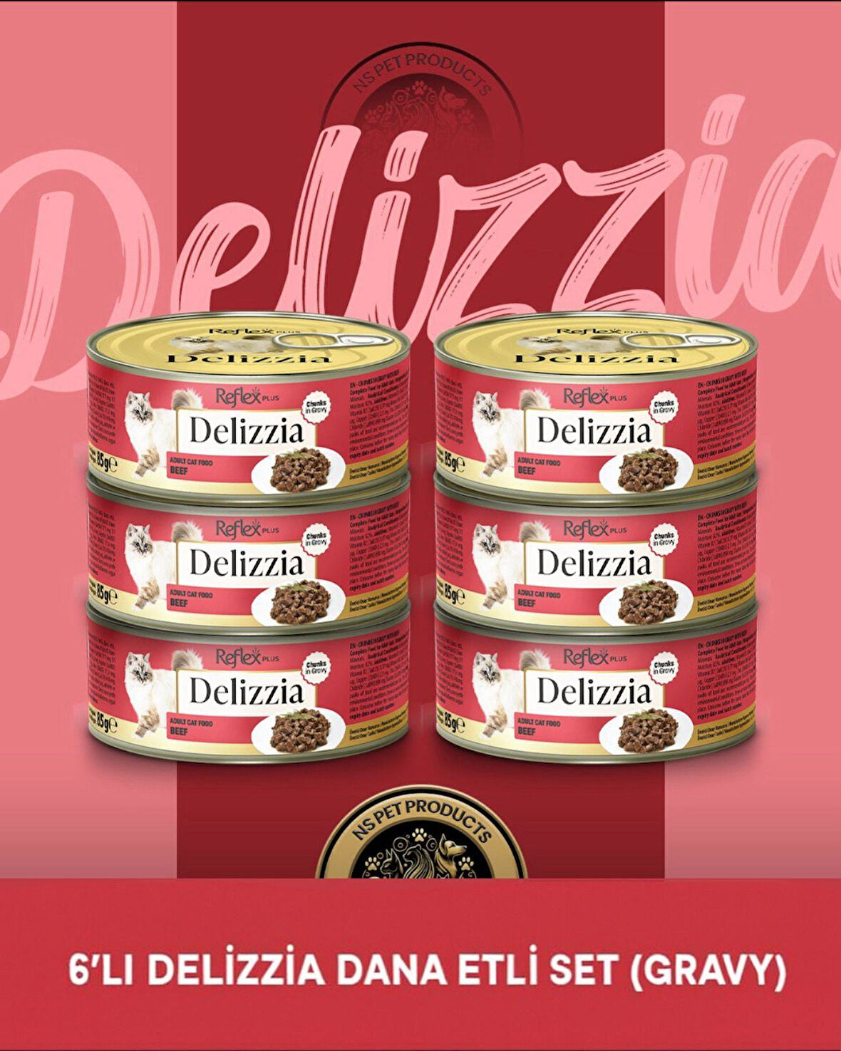 Reflex Plus Delizzia Yetişkin Dana Etli Gravy Kedi Maması 6x85 gram