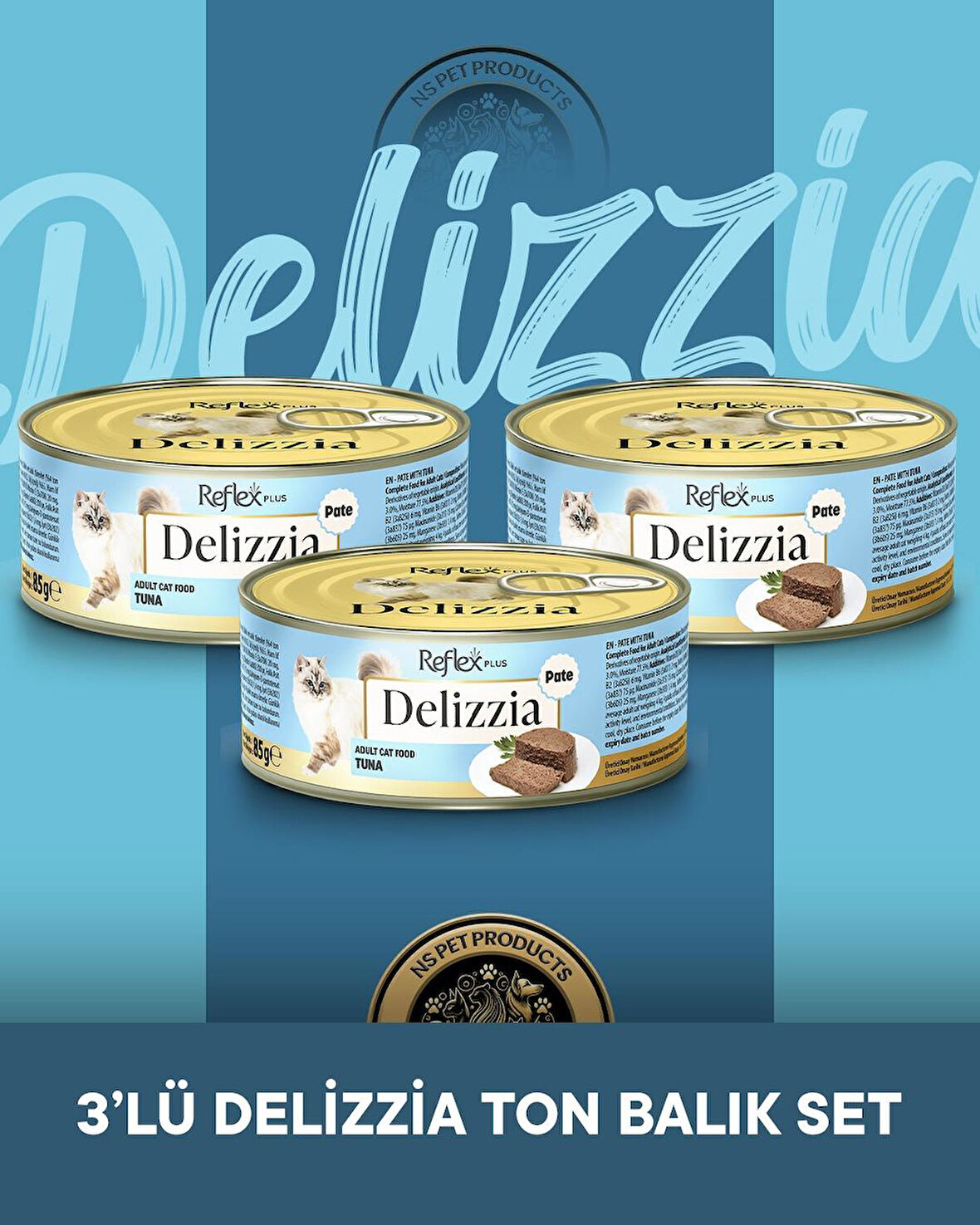 Reflex Plus Delizzia Yetişkin Ton Balıklı Pate Kedi Maması 3x85 gram