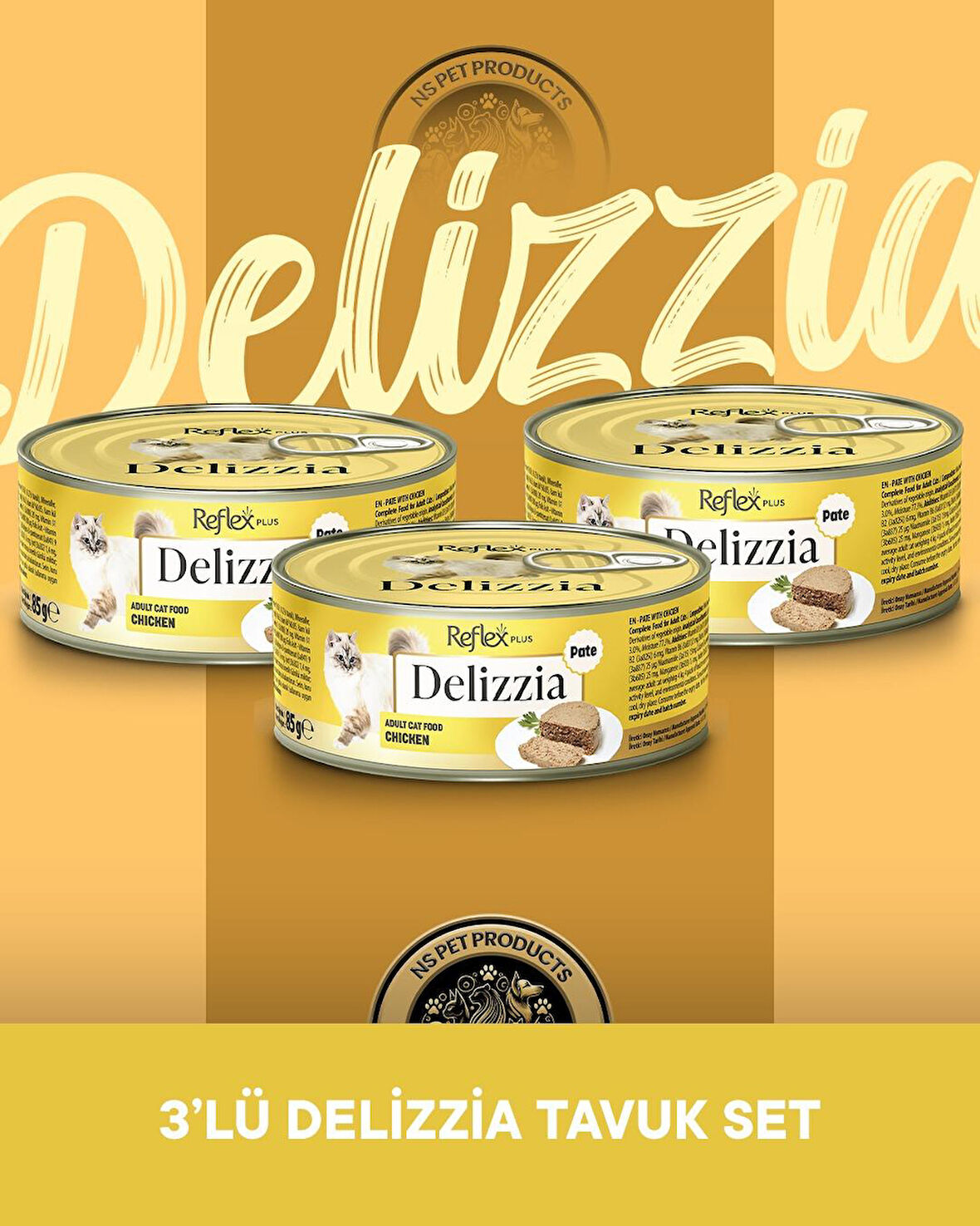 Reflex Plus Delizzia Yetişkin Tavuklu Pate Kedi Maması 3x85 gram