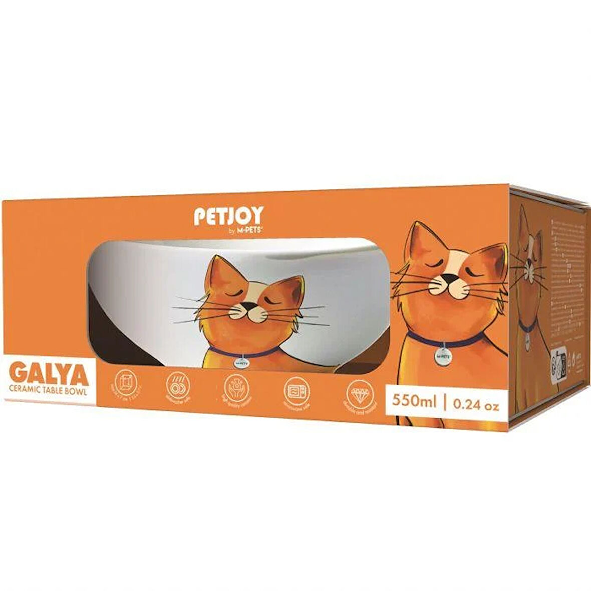 M-PETS GALYA SERAMİK MAMA KABI ORANGE 550ML