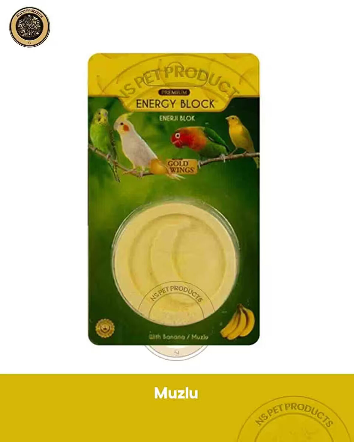 Gold Wings Premium Kuşlar İçin Enerji Bloğu Gaga Taşı Muzlu