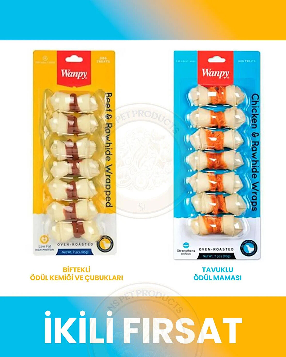 Wanpy Kemik Üzerine Et Sargılı Ödül 2x85gr (Biftek-Tavuk)