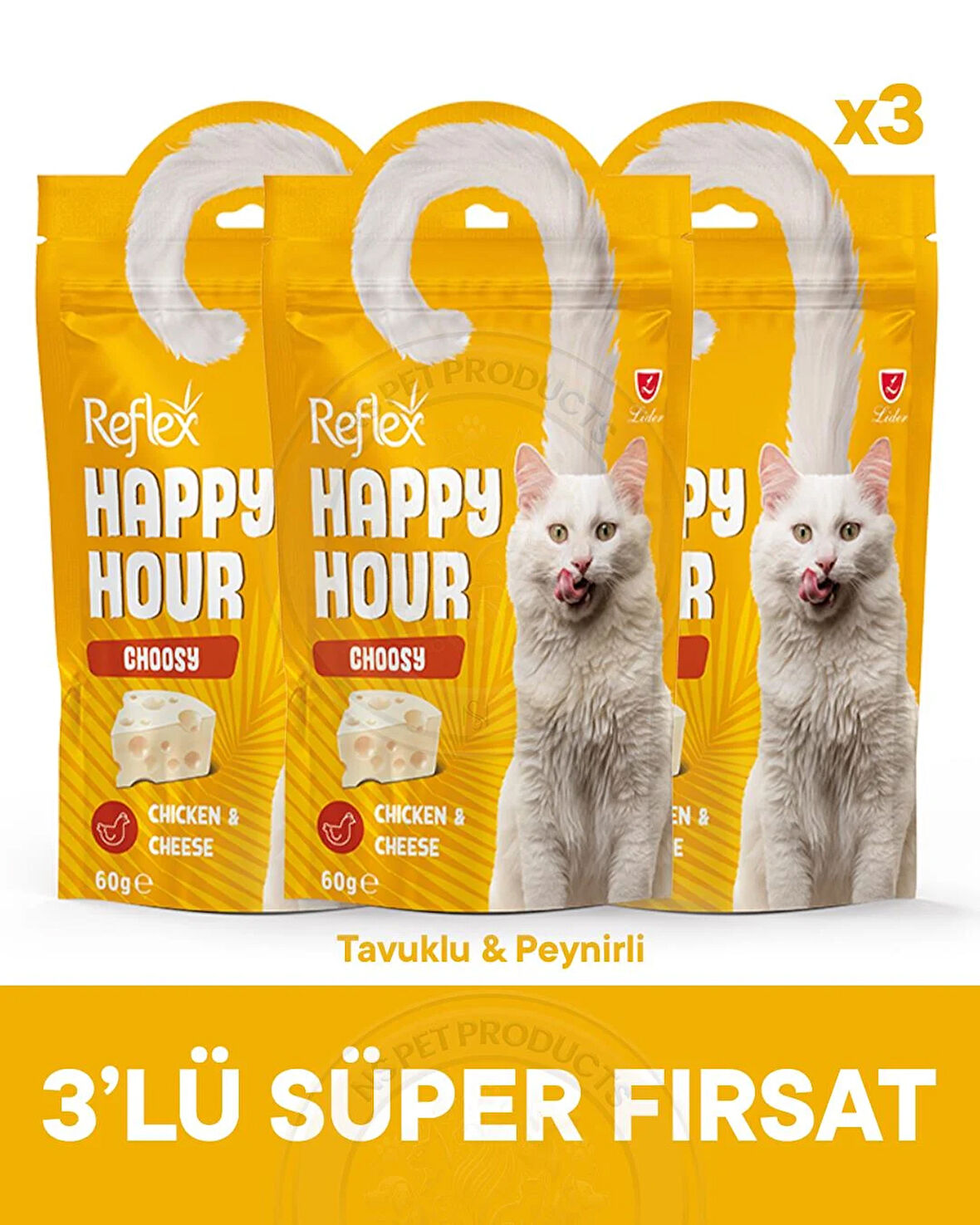 Reflex Happy Hour Choosy Seçici Kediler Ödül maması 3lü Fırsat 3x60gr