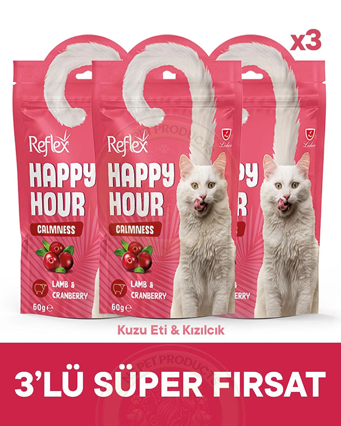 Reflex Happy Hour Calmness Kuzu Eti & Kızılcık Sakinleşmeyi Destekleyici 3lü Fırsat 3x60gr