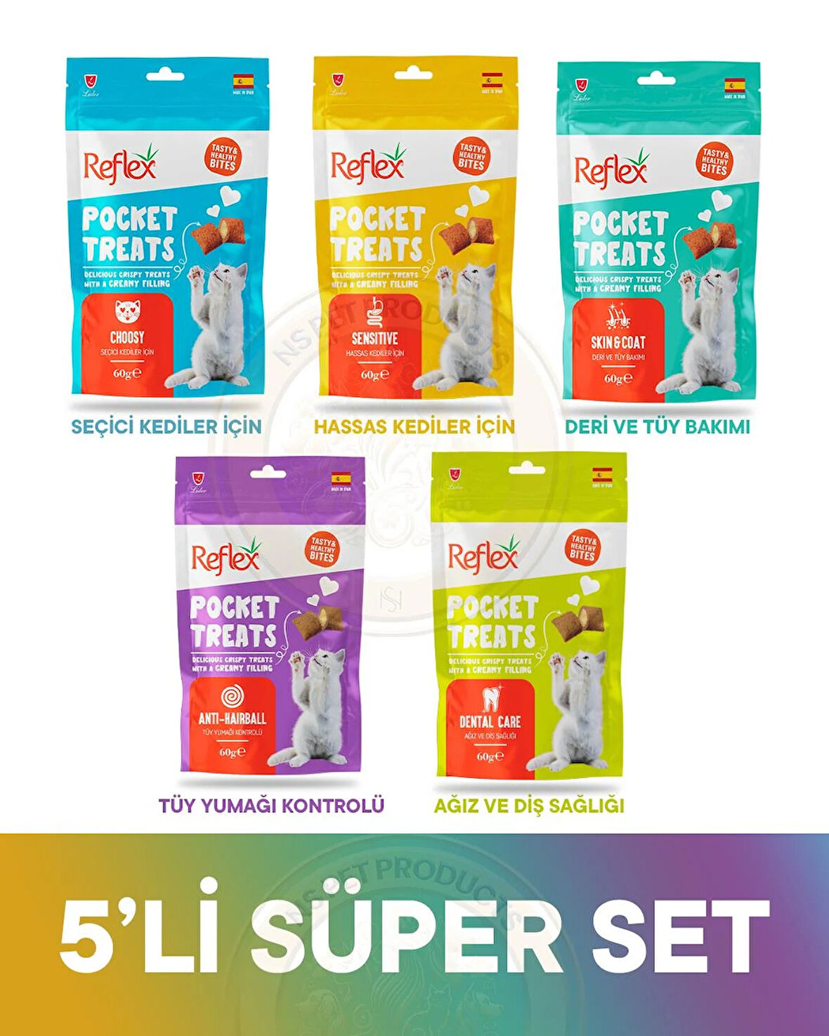 Reflex Pocket Treats 5li Hepsi Bir Arada Kedi Ödül Maması 5x60gr