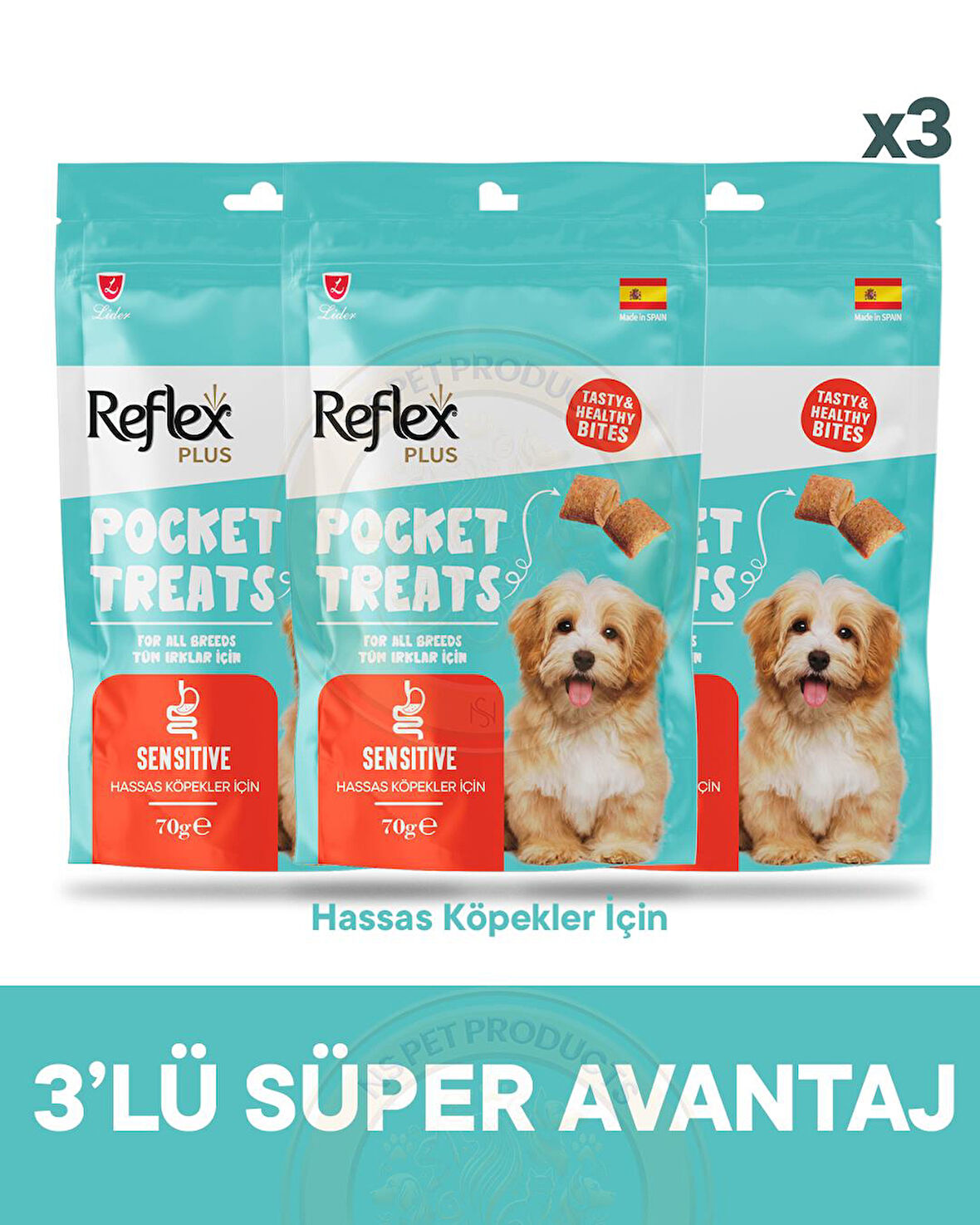 Reflex Pocket Treats Hassas Köpekler İçin Köpek Ödül Maması 3lü Fırsat 3x70gr