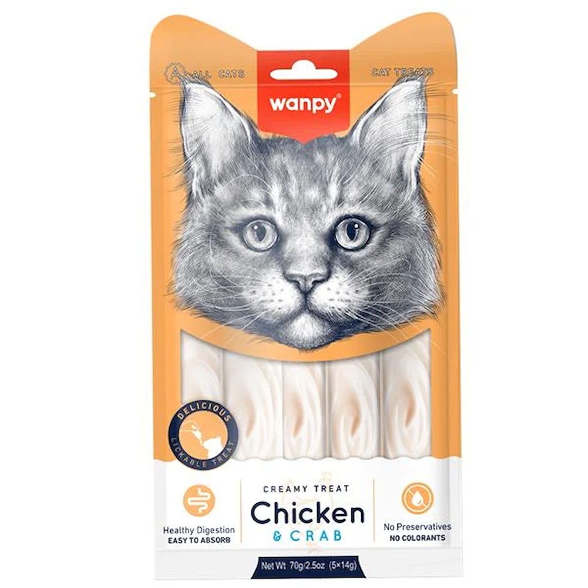 Wanpy Tavuk-Yengeç Kedi Krema Ödül Maması 5x14gr
