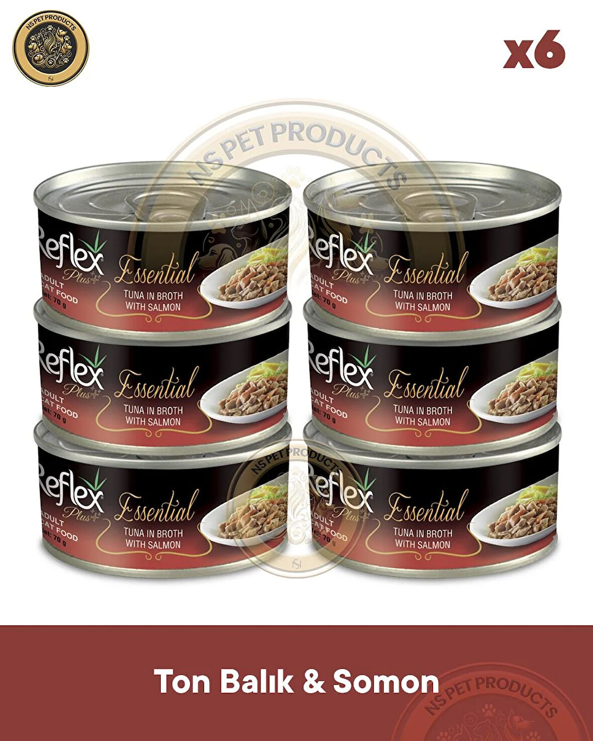 Reflex Plus Essential Kedi Ton Balıklı&Somonlu 6x70gr