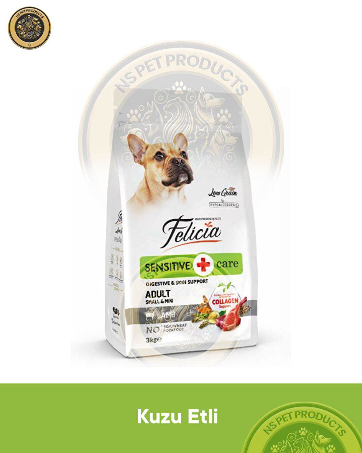 Felicia Sensitive Care Adult Lamb-Collagen Small 3kg (Az Tahıllı & Hipoalerjenik Kuzu Etli Yetişkin Köpek Maması Küçük Irklar için)